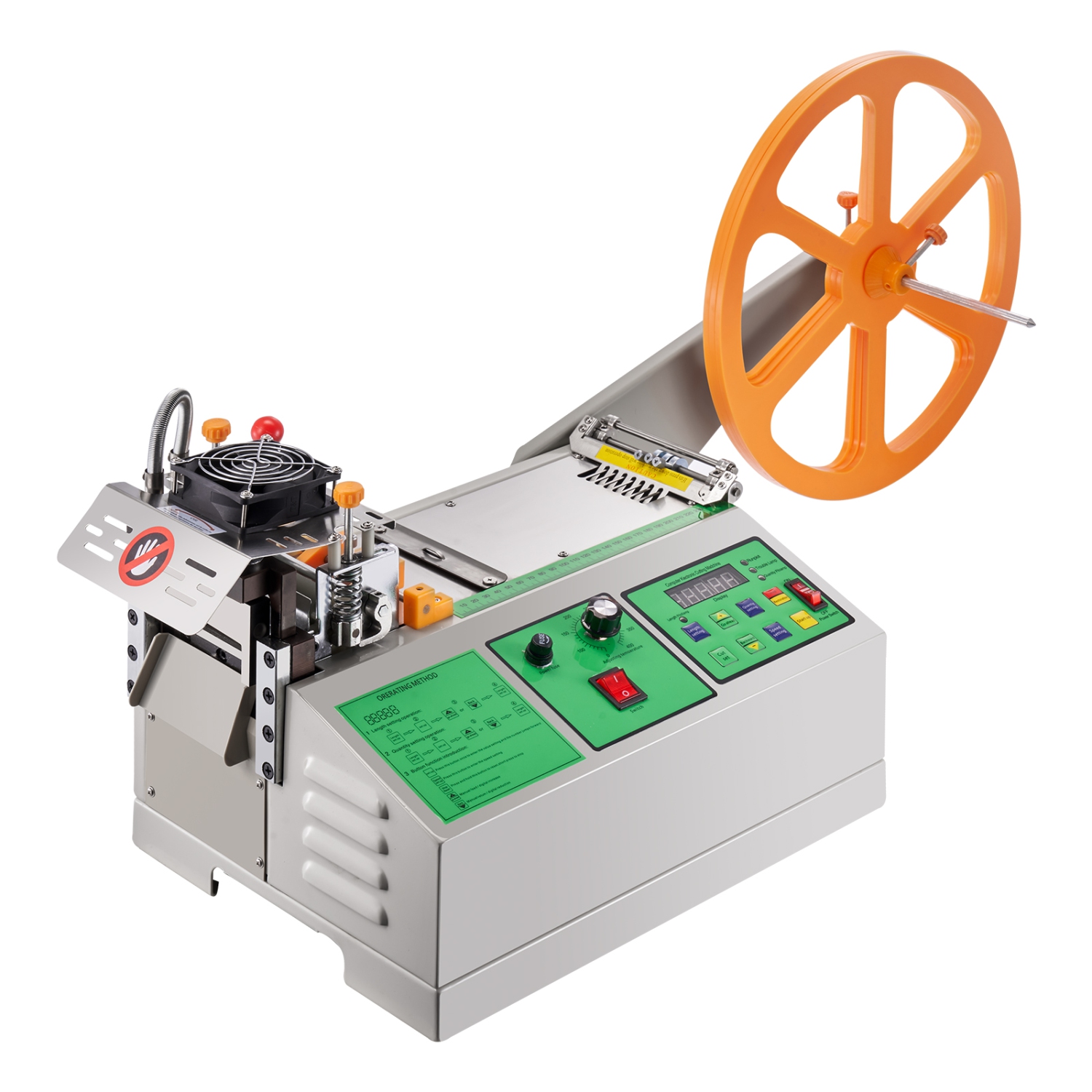 VEVOR Automatic Webbing Cutting Machine, Hot and Cold Ribbon Cutting Machine with Adjustable Temperature and LCD Display, Zipper Tapes Cutter for