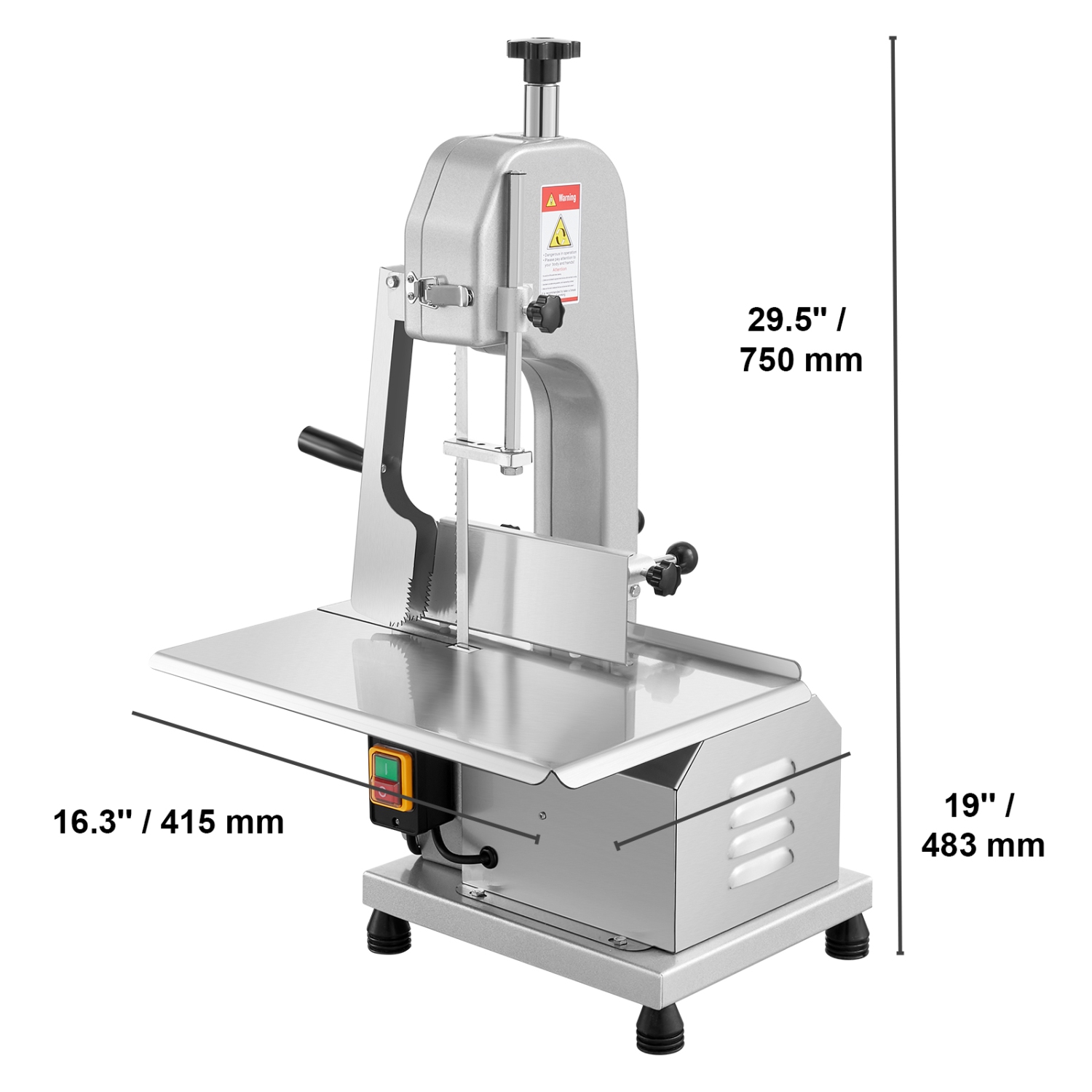 VEVOR 650W Commercial Electric Meat Bandsaw, Stainless Steel Meat Sawing Machine, Workbench 12.4" x 18.1", 4.33 Inch Max Cutting Thickness, Frozen