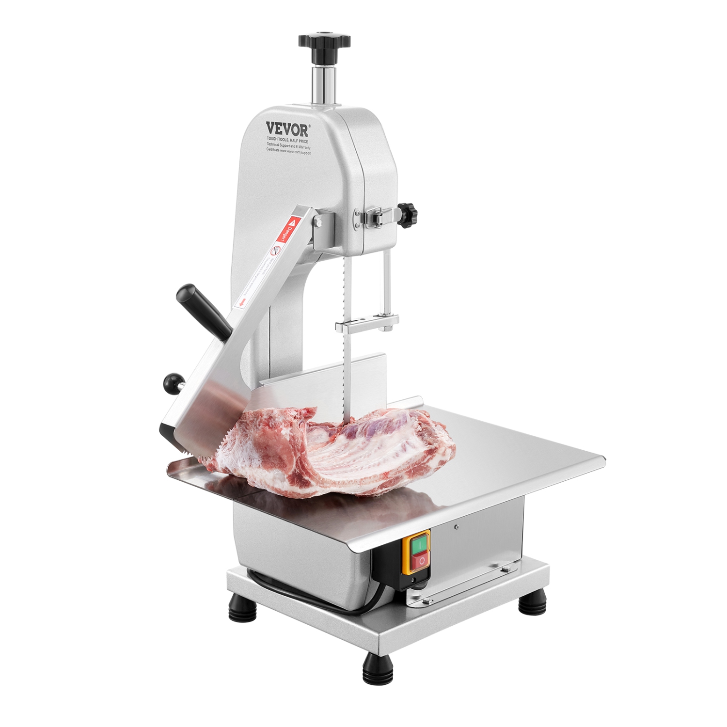 VEVOR 650W Commercial Electric Meat Bandsaw, Stainless Steel Meat Sawing Machine, Workbench 12.4" x 18.1", 4.33 Inch Max Cutting Thickness, Frozen