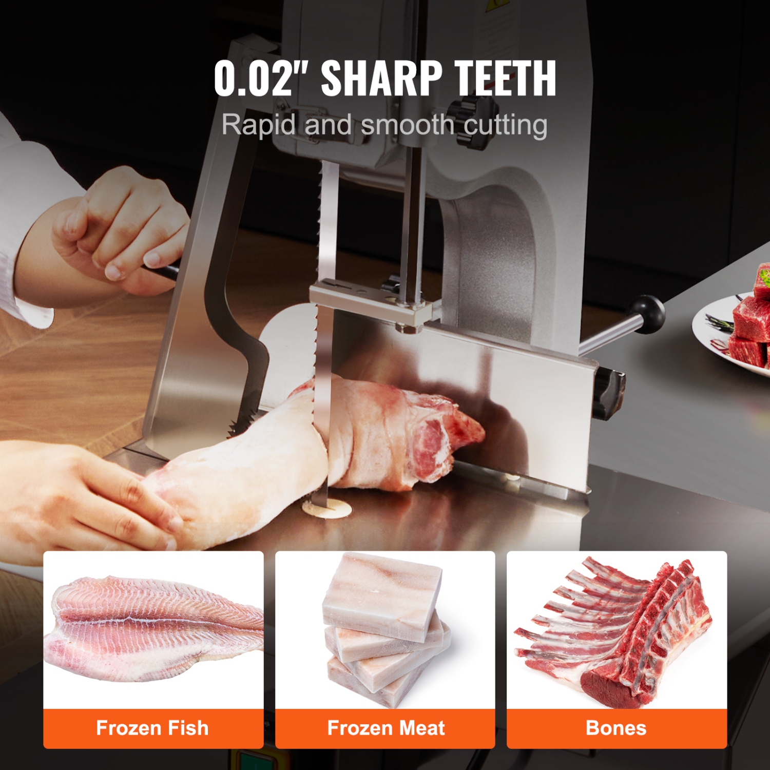 VEVOR 51.2x0.63x0.02 in Band Saw Blade, 5 PCS/Pack Meat Bandsaw Blades for Replacement, Carbon Steel Blade, Blade Wrapped by Rust-Proof Paper, Fit