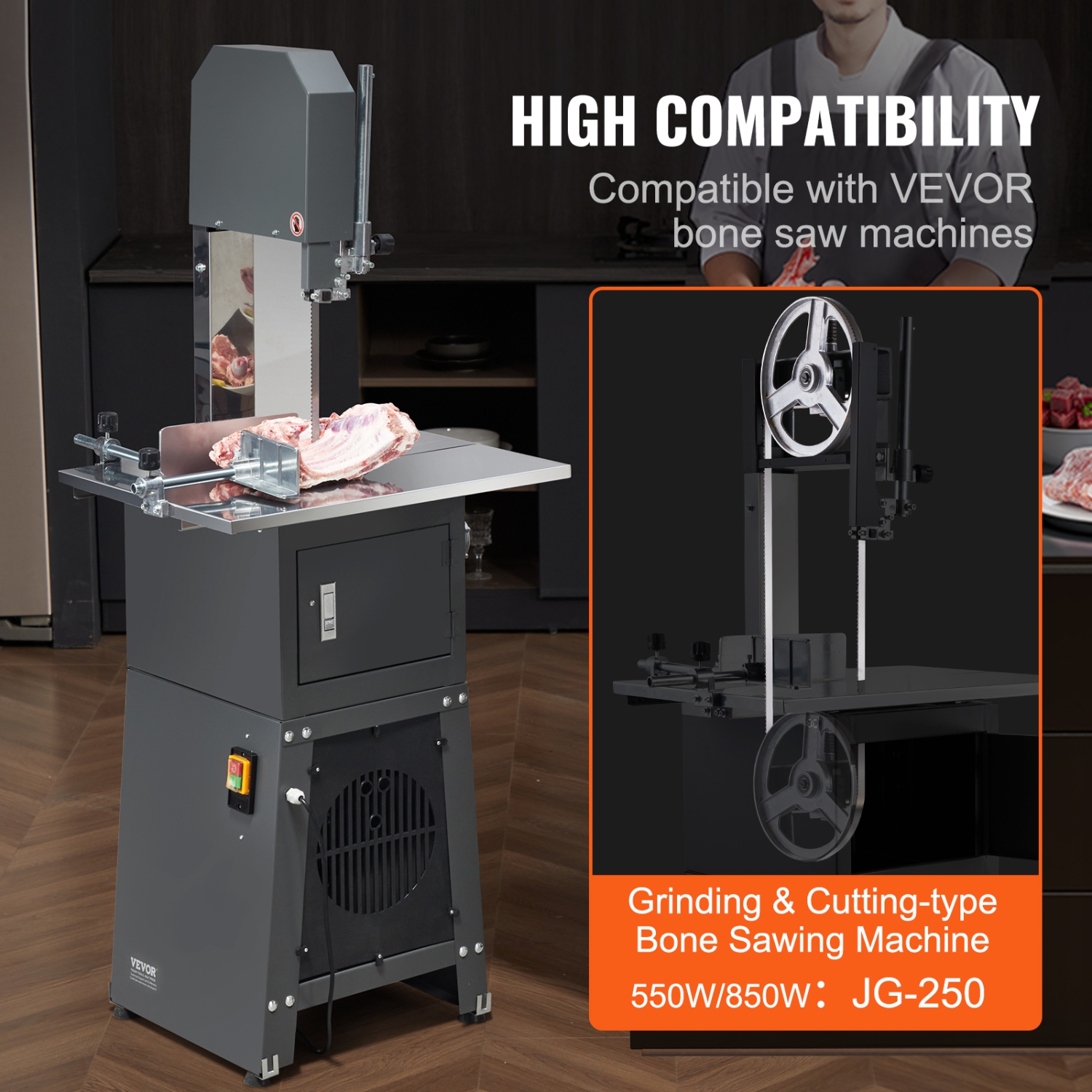 VEVOR 82.3x0.63x0.02 in Band Saw Blade, 5 PCS/Pack Meat Bandsaw Blades for Replacement, Carbon Steel Blade, Blade Wrapped by Rust-Proof Paper, Fit