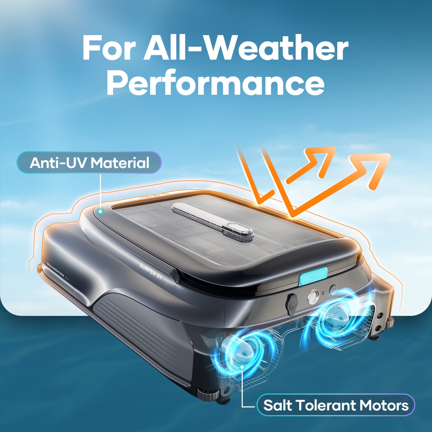 Nettoyeur robotique solaire automatique pour écumoire de piscine Aiper Surfer S1, dure 12 heures, contrôle par application, détection ultrasonique