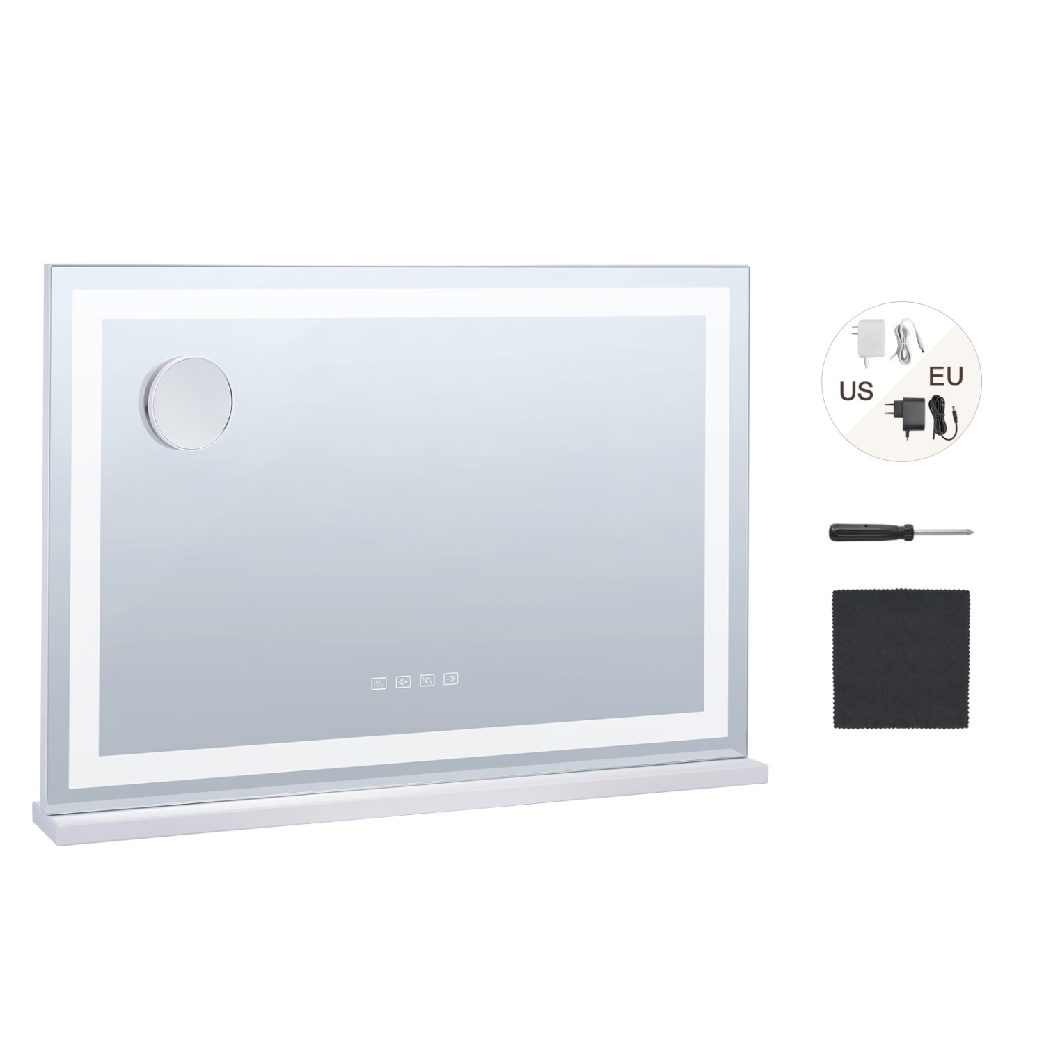 VEVOR 31.5x21.7in Large Vanity Mirror with Lights and Bluetooth Speaker, Three Color Lighting Modes, Lighted Makeup LED Mirror,5X