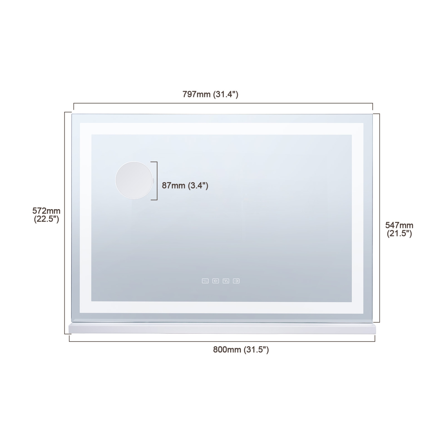 VEVOR 31.5x21.7in Large Vanity Mirror with Lights and Bluetooth Speaker, Three Color Lighting Modes, Lighted Makeup LED Mirror,5X