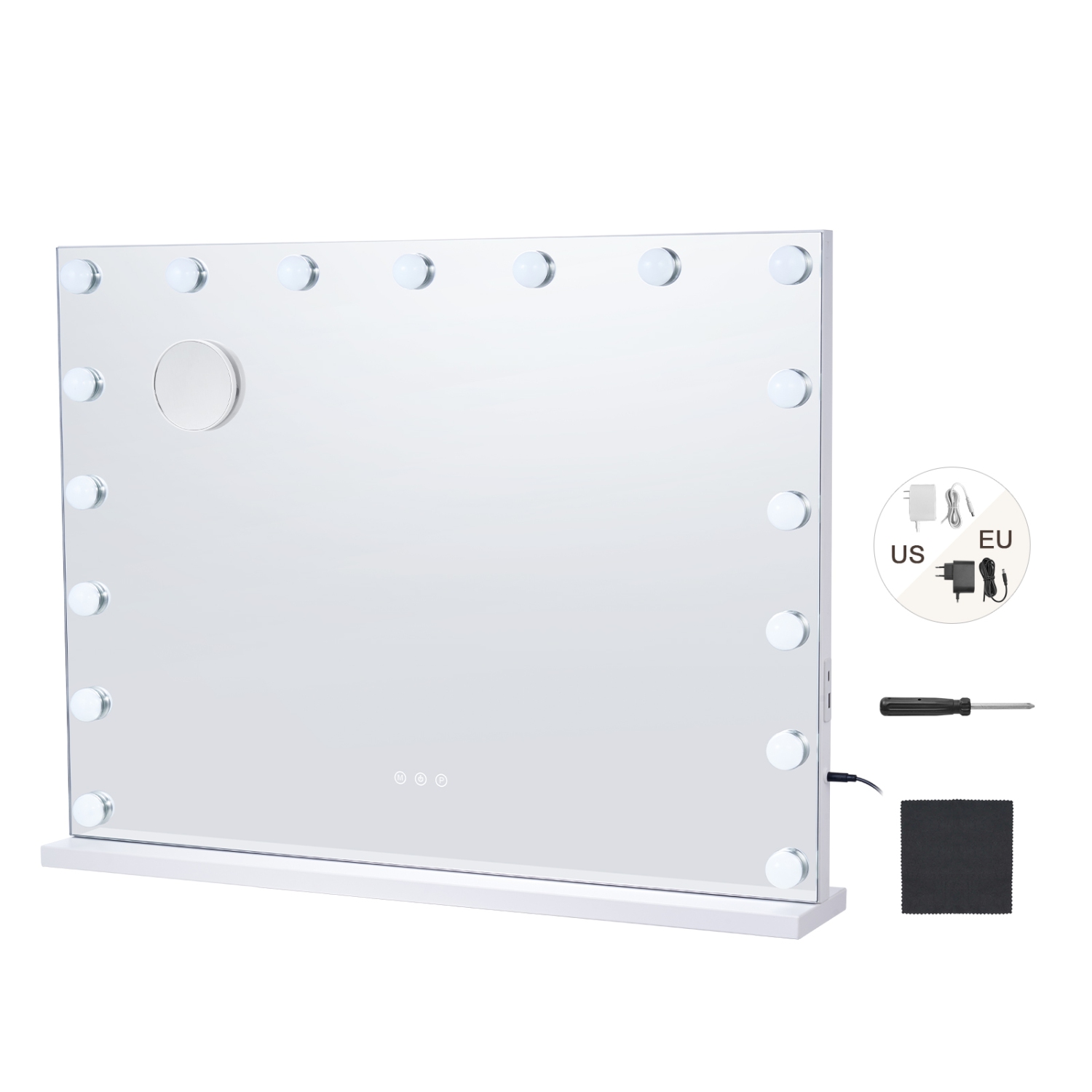 VEVOR 31.5x23.6in Hollywood Vanity Mirror With Lights,Dimmable Bulbs &3 Color Lighting Modes, Makeup Mirror w/ Detachable 5X Magnification,USB