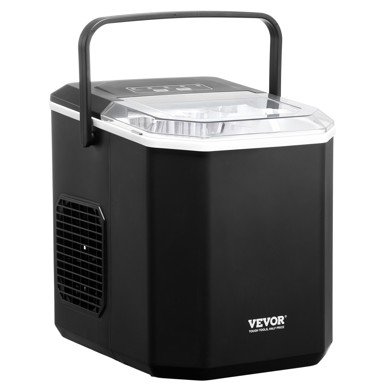 VEVOR 26lbs in 24Hrs Countertop Ice Maker, 9 Cubes Ready in 6 Mins, Self-Cleaning, with Ice Scoop and Basket, Ice Machine with 2 Sizes Bullet Ice for
