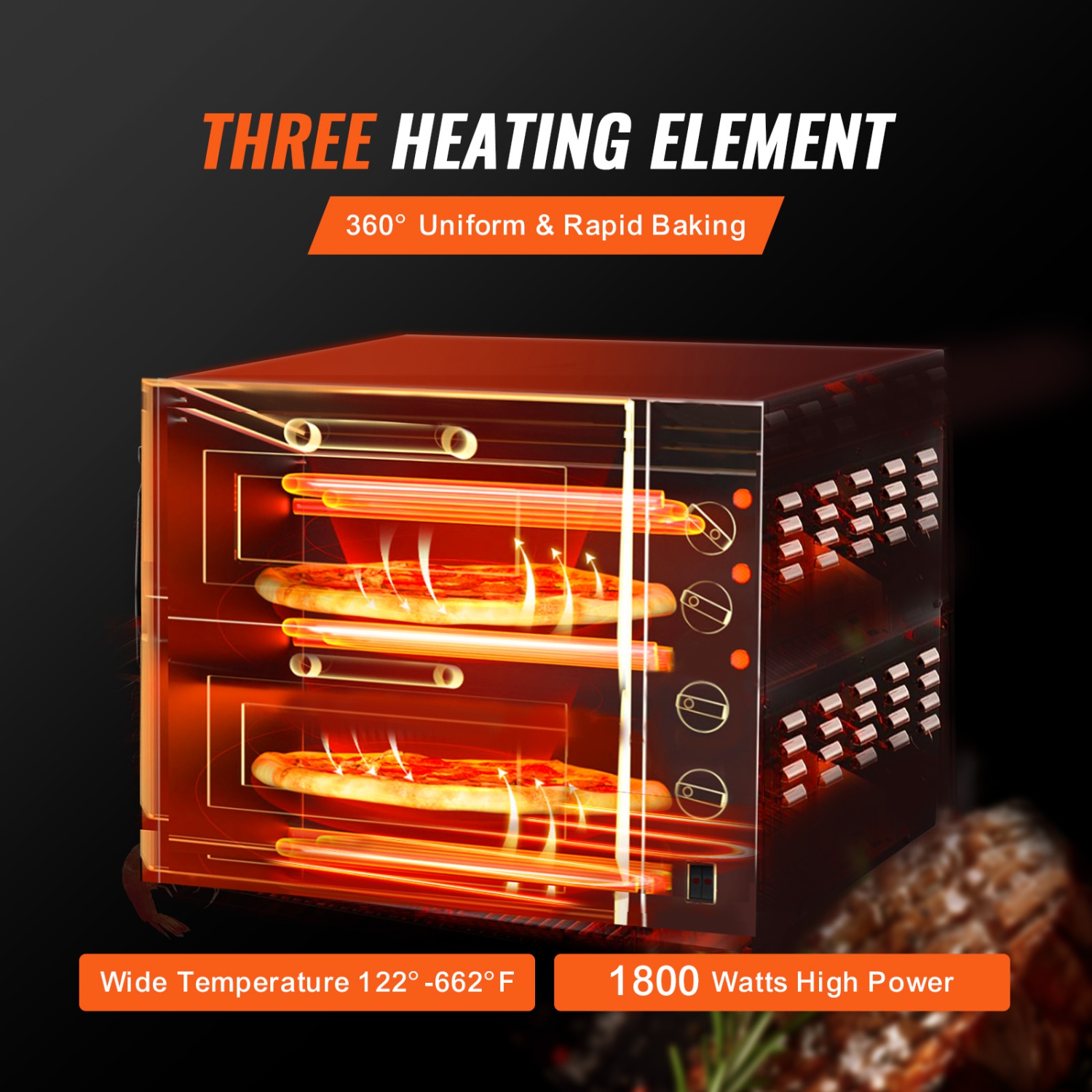 Four à pizza commercial de 14&nbsp;po VEVOR, four à pizza double couche, four à pizza électrique en acier inoxydable avec pierre et poignée, machine