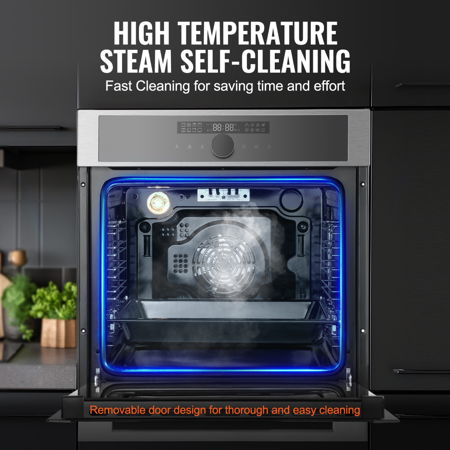 VEVOR 24" Single Wall Oven, Electric Built-in Wall Oven with 16 Cooking Functions, 2.68 Cu.Ft Electric Wall Ovens with Timer, 3150W Electric Oven