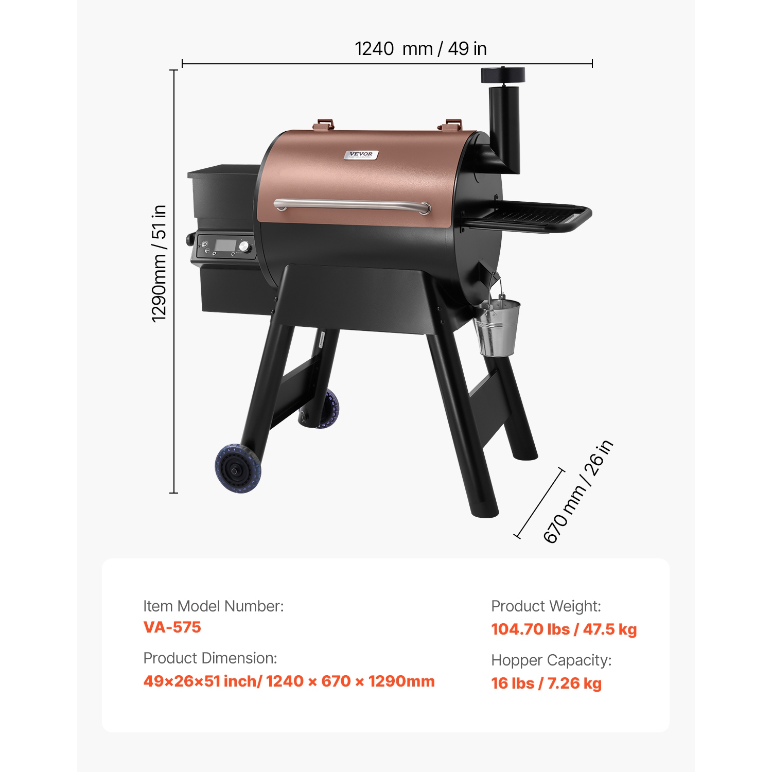 Fumoir à granules de bois carré de 575&nbsp;po VEVOR, barbecues 8 en 1 pour la cuisson à l'extérieur, gril électrique et fumoir pour surface de