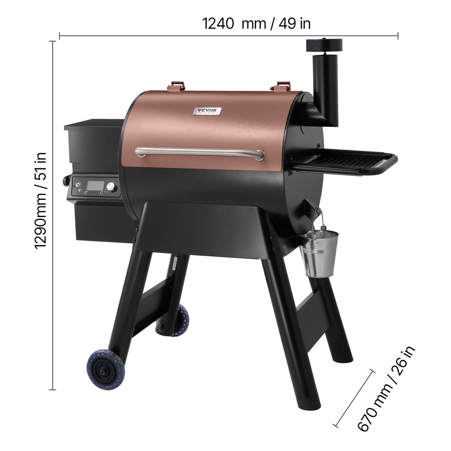 Fumoir à granules de bois carré de 575&nbsp;po VEVOR, barbecues 8 en 1 pour la cuisson à l'extérieur, gril électrique et fumoir pour surface de