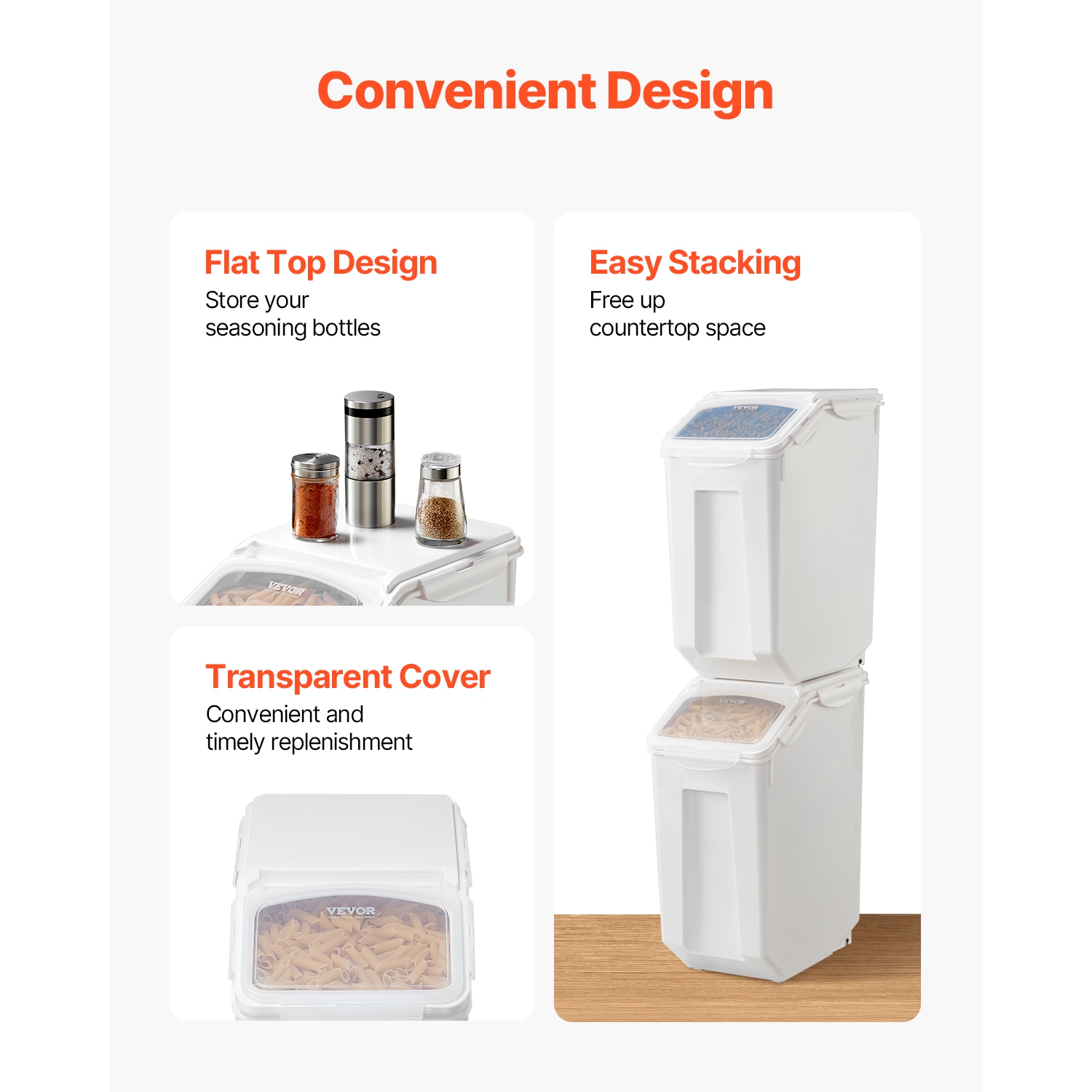 VEVOR 4.5Gallon/20L Capacity Rice Storage Container, Large Dog Food Dispenser Bin, Kitchen Ingredient Grain Cereal Flour Bin, Pet food Containers