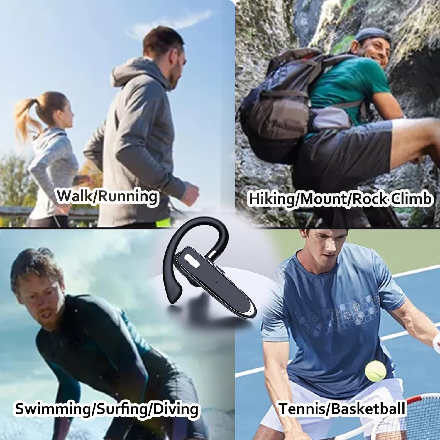 Wireless Single Ear Bluetooth Headset,Business Earpiece Built-in Mic,Noise Cancelling Headphone,Handsfree Sports Earphone for Driving Trucker Driver