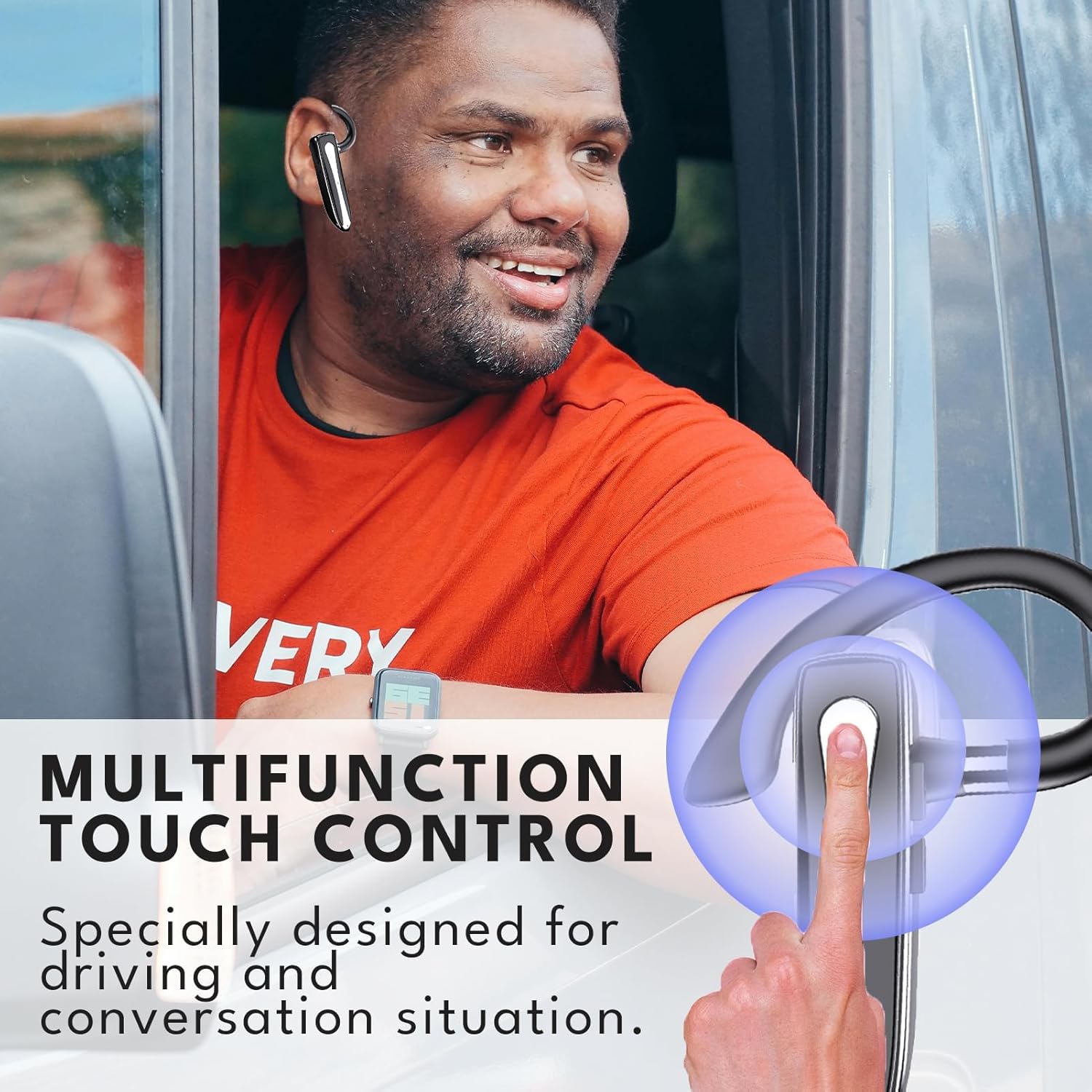 Oreillette Bluetooth à une oreille, écouteur sans fil avec étui de chargement, écouteurs mains libres micro à suppression du bruit pour la conduite