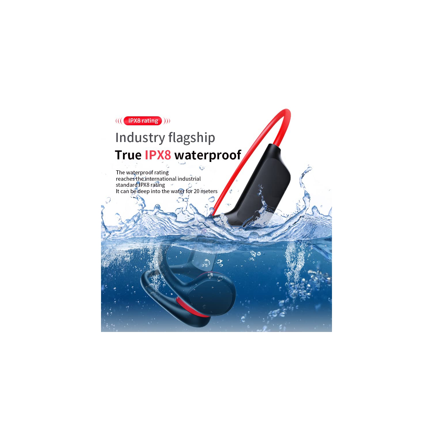 Bluetooth Bone Conduction Headphones Swimming IPX8 Waterproof 32GB MP3 Player