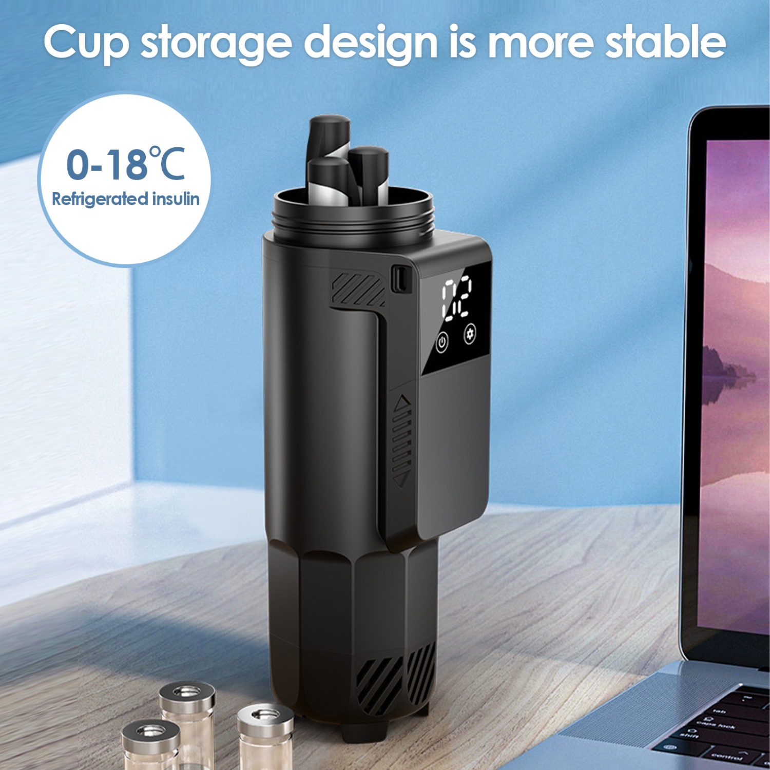 Tasse réfrigérée isotherme portative pour l'auto, mini-réfrigérateur à recharge USB avec affichage numérique pour les déplacements et la maison