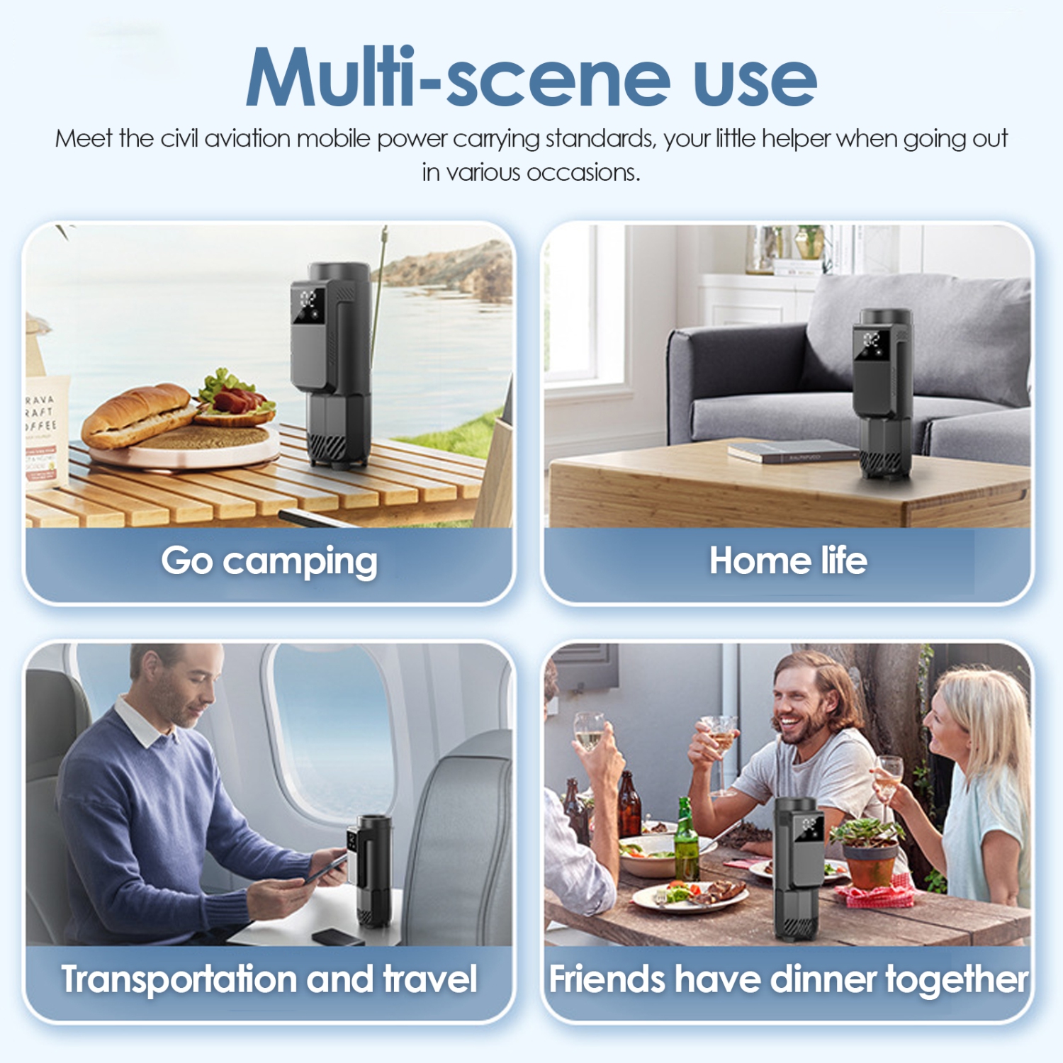 Tasse réfrigérée isotherme portative pour l'auto, mini-réfrigérateur à recharge USB avec affichage numérique pour les déplacements et la maison