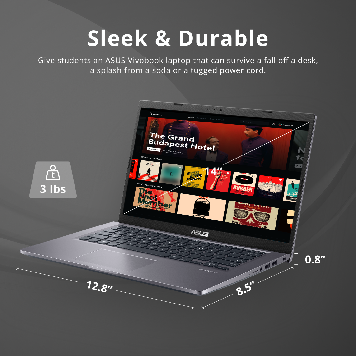 Refurbished Excellent - ASUS VivoBook 14" FHD Laptop, AMD Athlon 3150U, 512GB PCIe SSD, 12GB RAM, Backlit Keyboard, HD Webcam, Wi-Fi 5, Windows 10