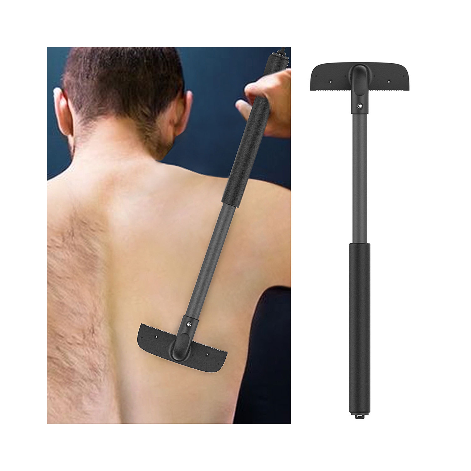 Rasoir pour le dos manuel pour hommes avec longue poignée extensible, Tondeuse pour le dos du corps pour hommes, Rasoir pour cheveux corporels