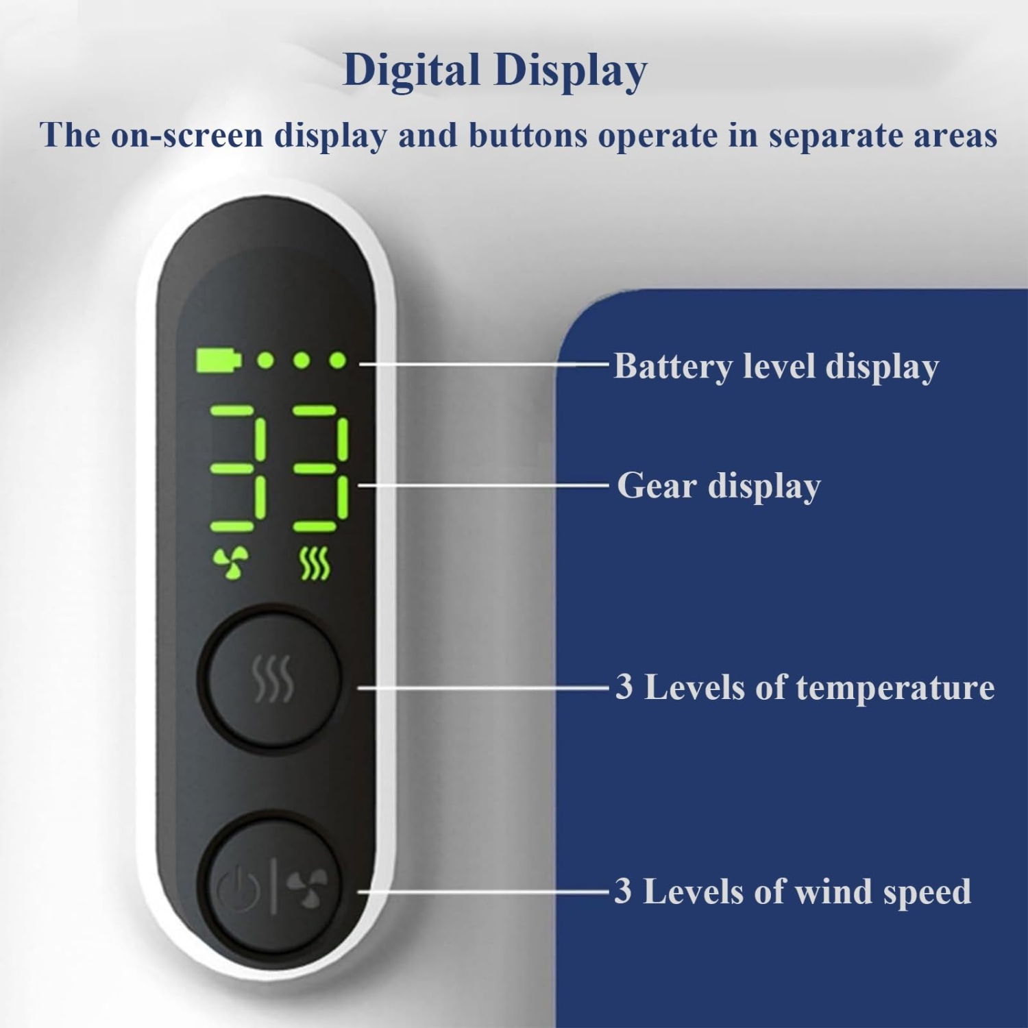 Cordless Travel Hair Dryer, Portable Mini Hair Dryer with Smart Display, 3 Speeds and 3 Temperatures for Travel and Home Use