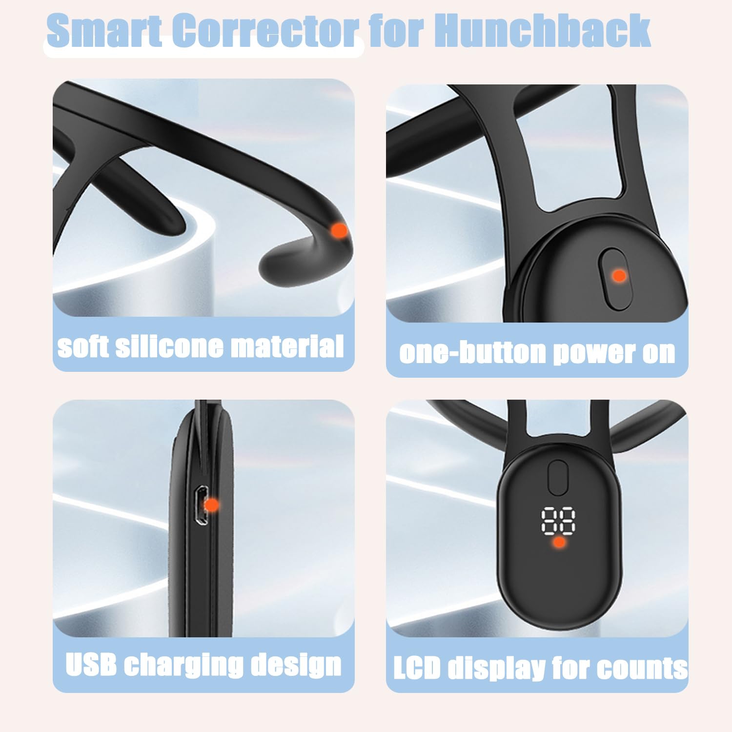 Adult Sitting Posture Corrector with LCD Display, Portable Anti-Hunchback Posture Reminder for Body Shaping