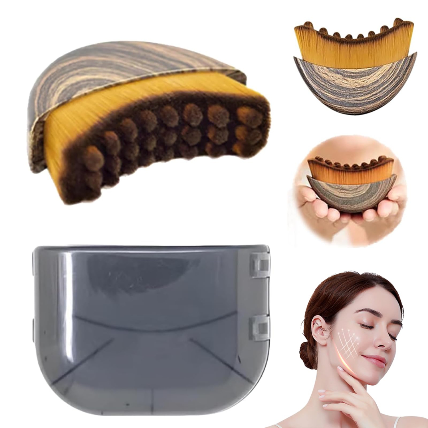 Paquet de 2 brosses contour lymphatique pour le visage et le corps, brosse de massage contour du visage pour réduire les bouffées et soulager la