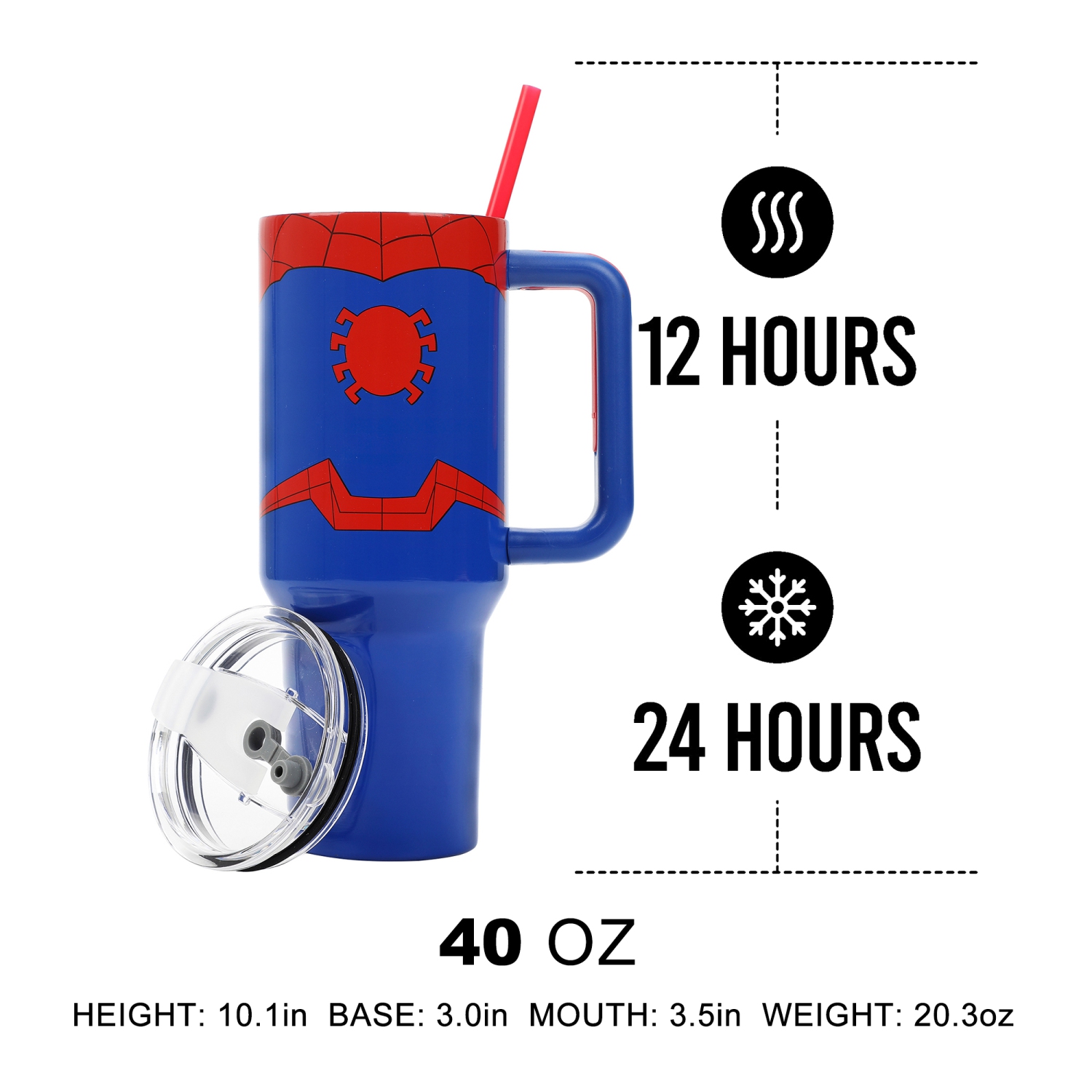 Gobelet en acier inoxydable avec poignée et paille de 40&nbsp;oz