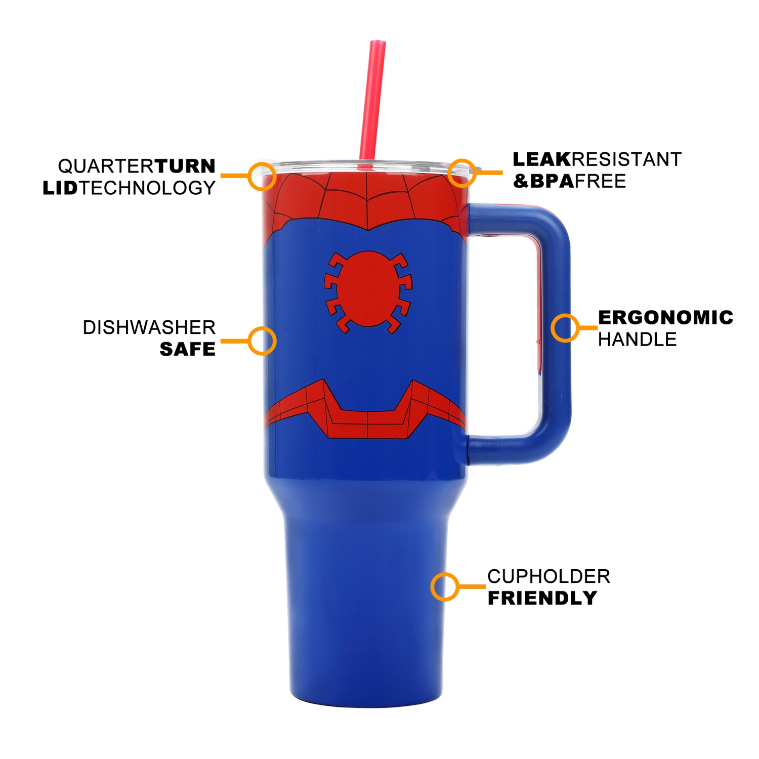 Gobelet en acier inoxydable avec poignée et paille de 40&nbsp;oz