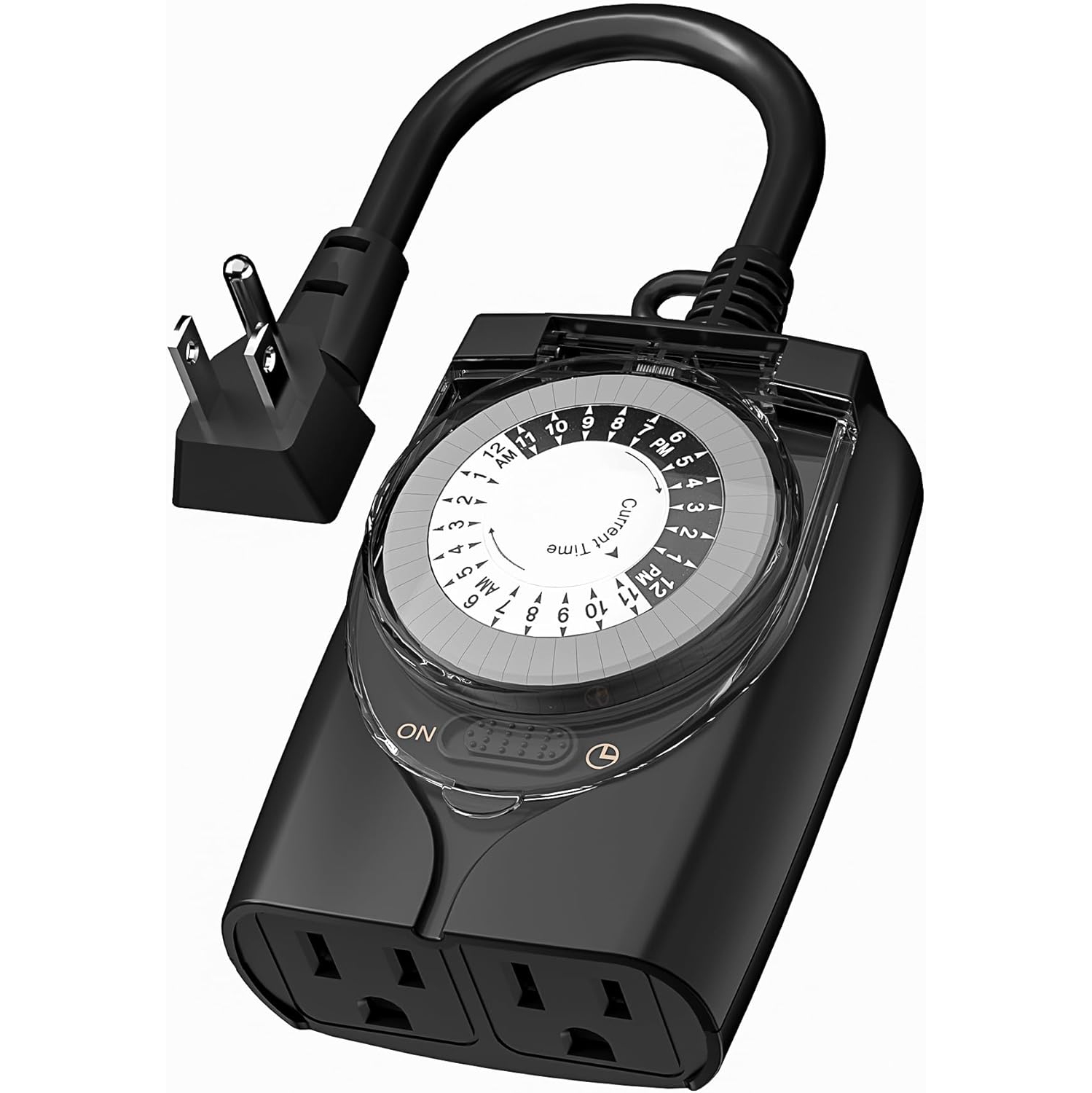 HBN Outlet Timer, 24 Hour Mechanical Outdoor Timer for Lights, Plug in Timer Waterproof, 2 Grounded Timer Outlets for String Lights and Holiday