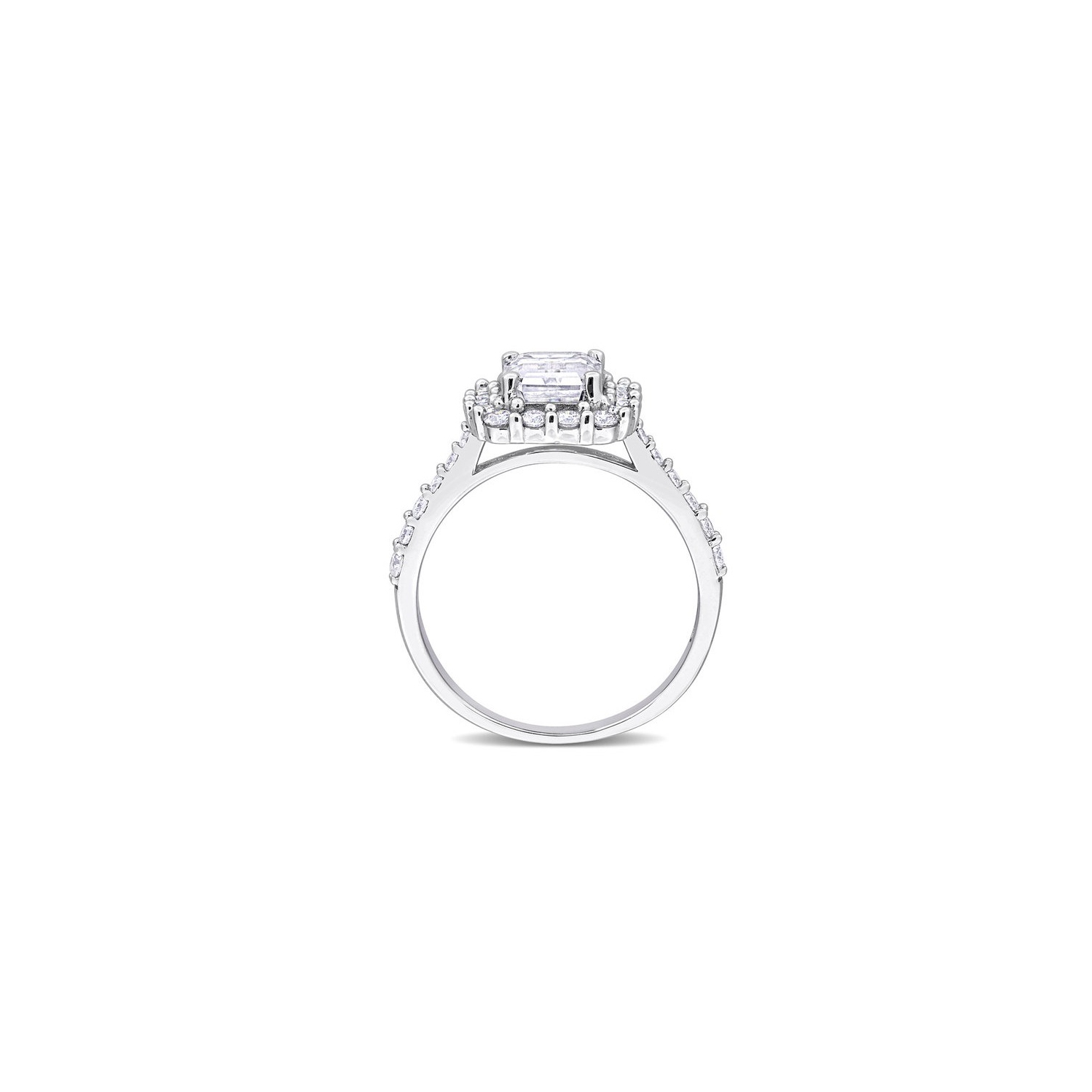 Bague de fiançailles en argent sterling avec moissanite octogonale synthétique en laboratoire 2.40 carat