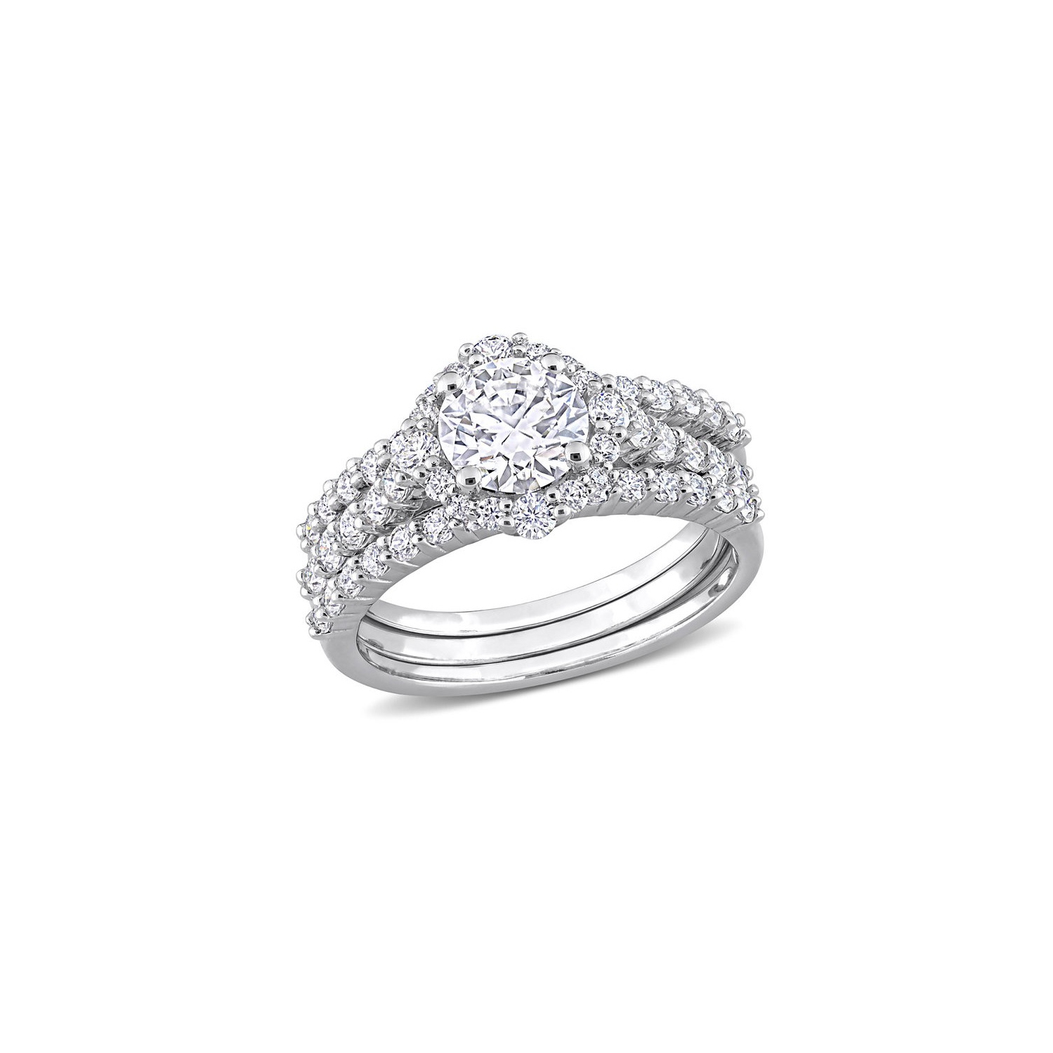 Ensemble nuptial en argent sterling avec moissanite synthétique 2.00&nbsp;carat