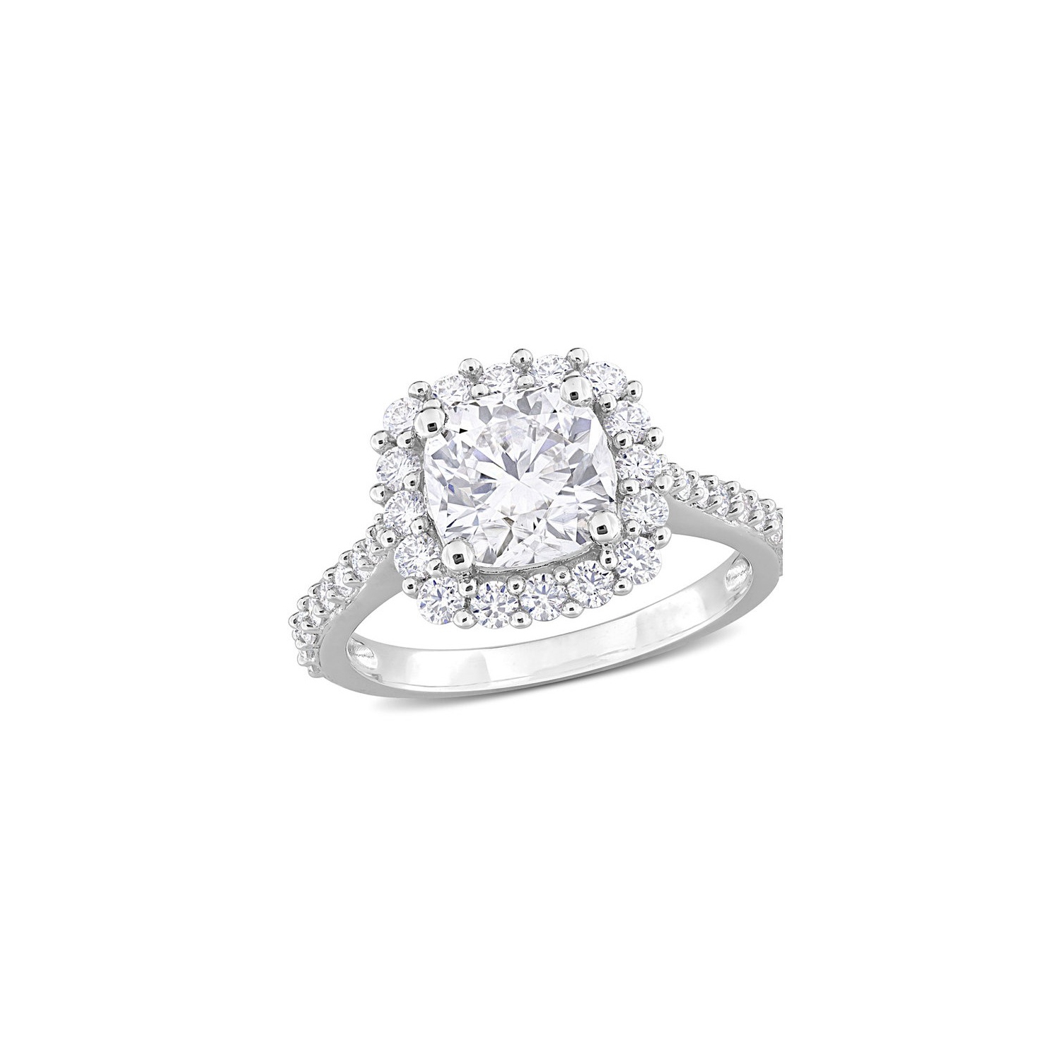Bague de fiançailles halo en argent sterling avec moissanite synthétique en laboratoire 2.71&nbsp;carat