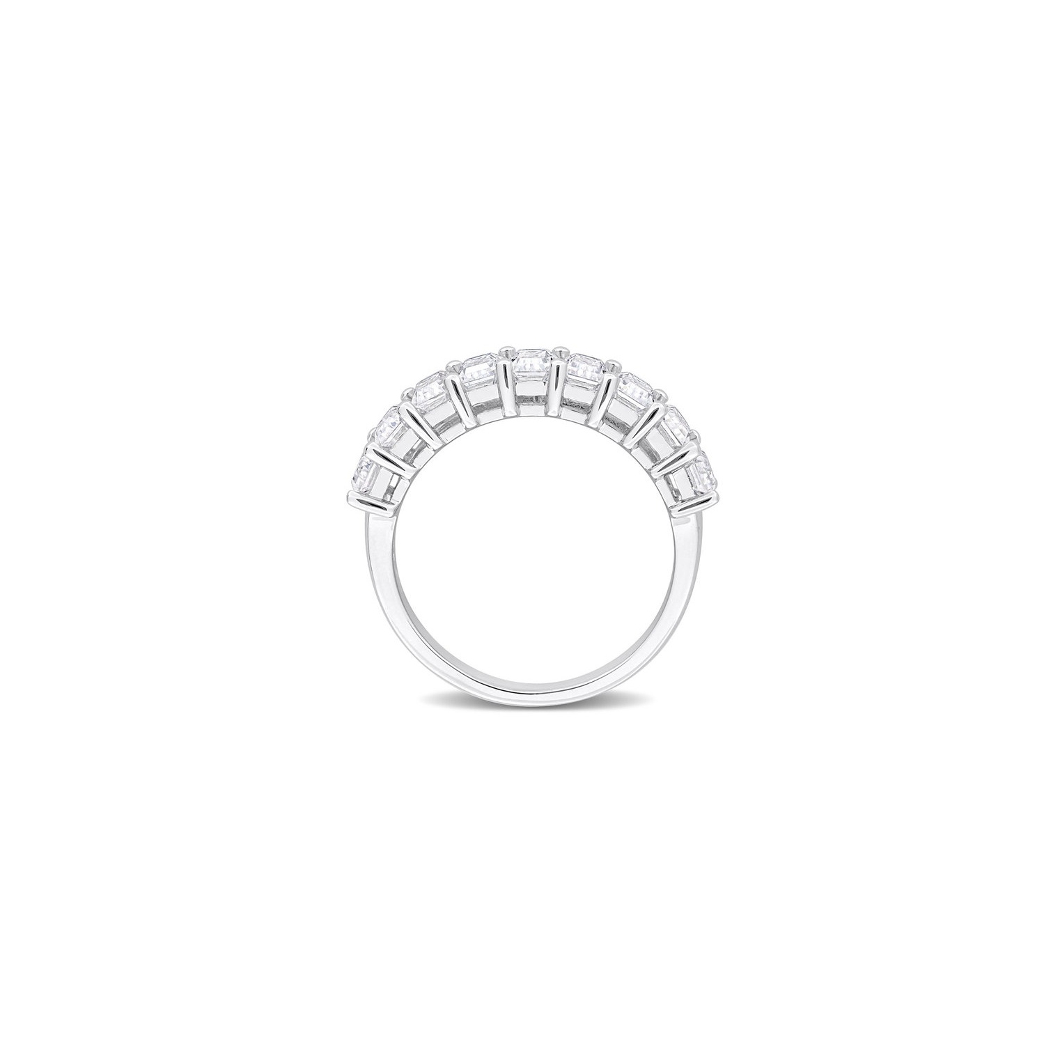 Bague anniversaire en argent sterling avec moissanite octogonale synthétique en laboratoire 2.70 carat