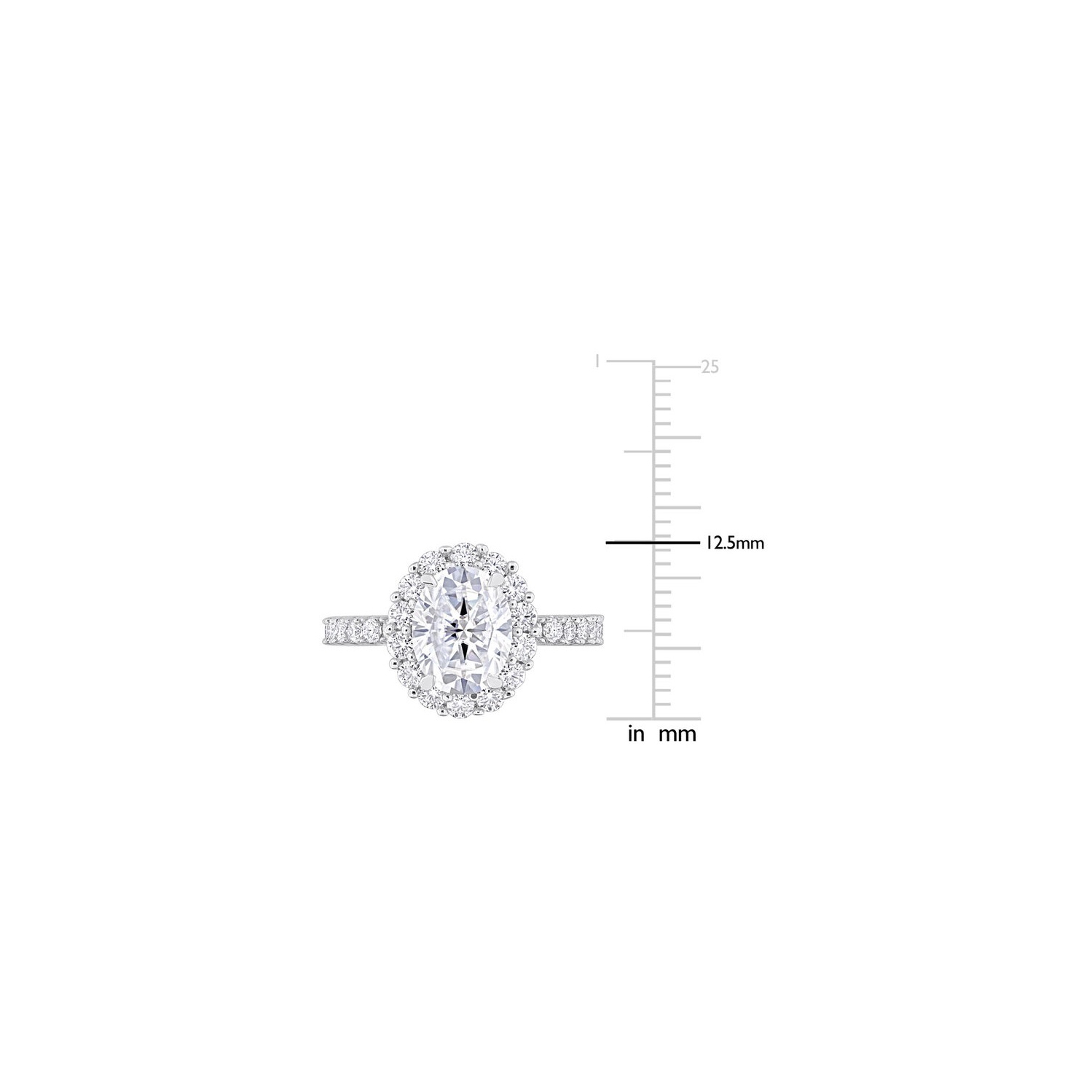 Bague de fiançailles en argent sterling à halo moissanite ovale synthétique en laboratoire 2.90 carat