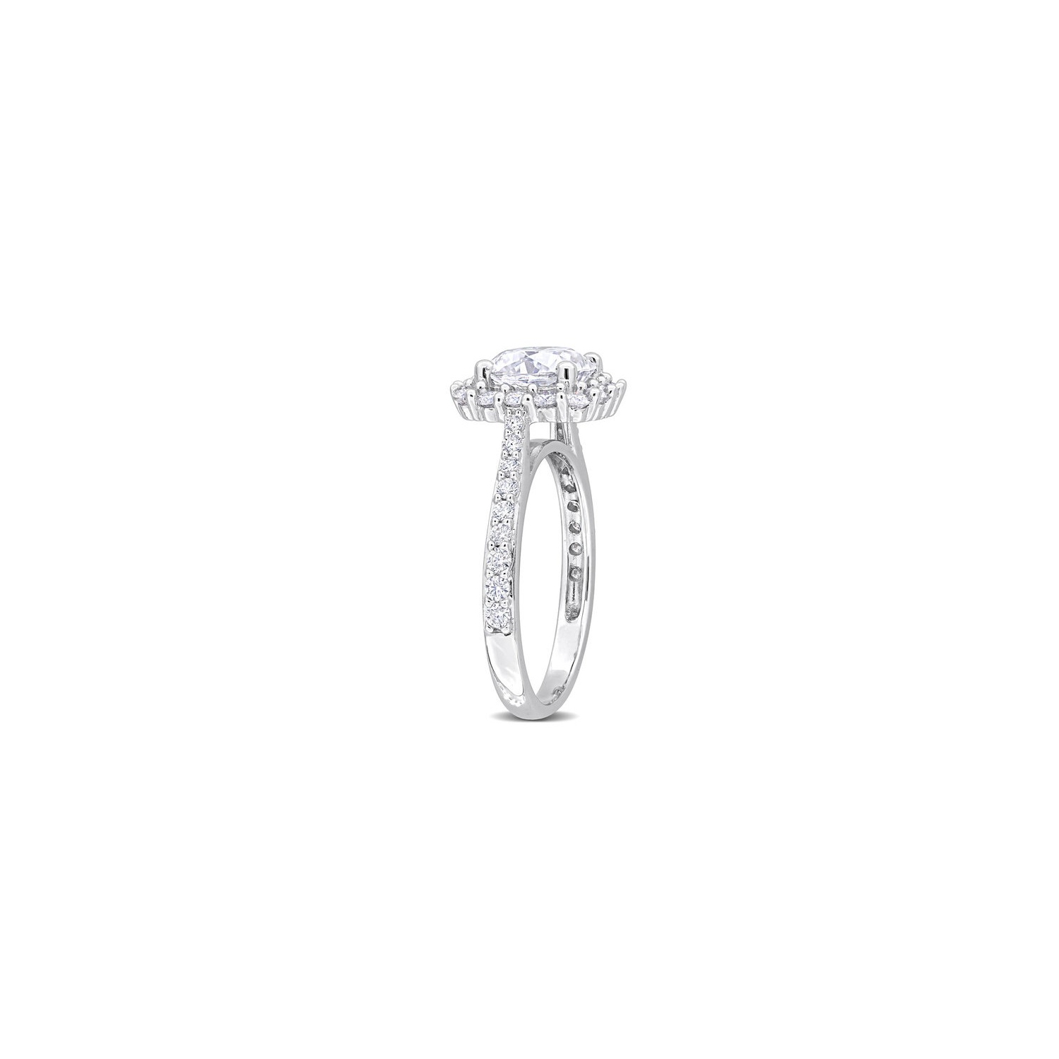 Bague de fiançailles halo en argent sterling avec moissanite synthétique en laboratoire 2.71&nbsp;carat