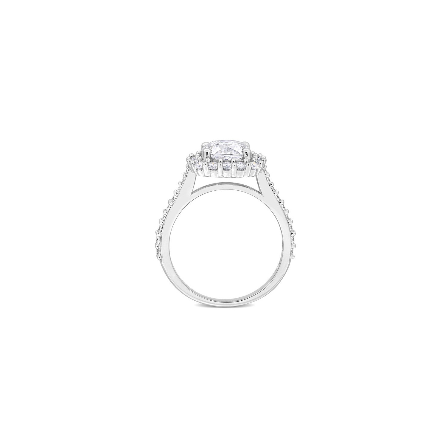 Bague de fiançailles halo en argent sterling avec moissanite synthétique en laboratoire 2.71&nbsp;carat