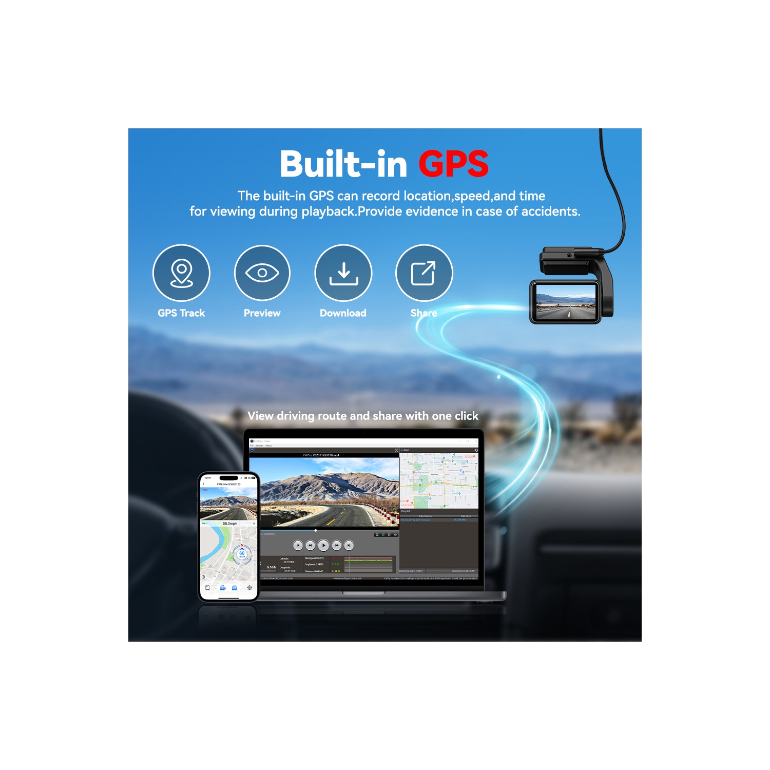 REDTIGER A4 Dash Cam Front and Rear 4K Dash Cam, 5.8GHz WiFi, Touch Screen