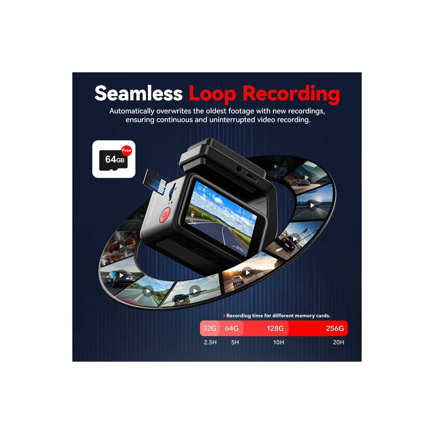 REDTIGER A4 Dash Cam Front and Rear 4K Dash Cam, 5.8GHz WiFi, Touch Screen