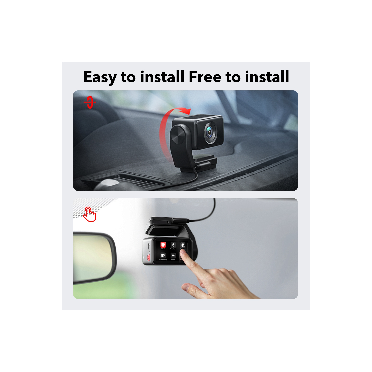 REDTIGER A4 Dash Cam Front and Rear 4K Dash Cam, 5.8GHz WiFi, Touch Screen