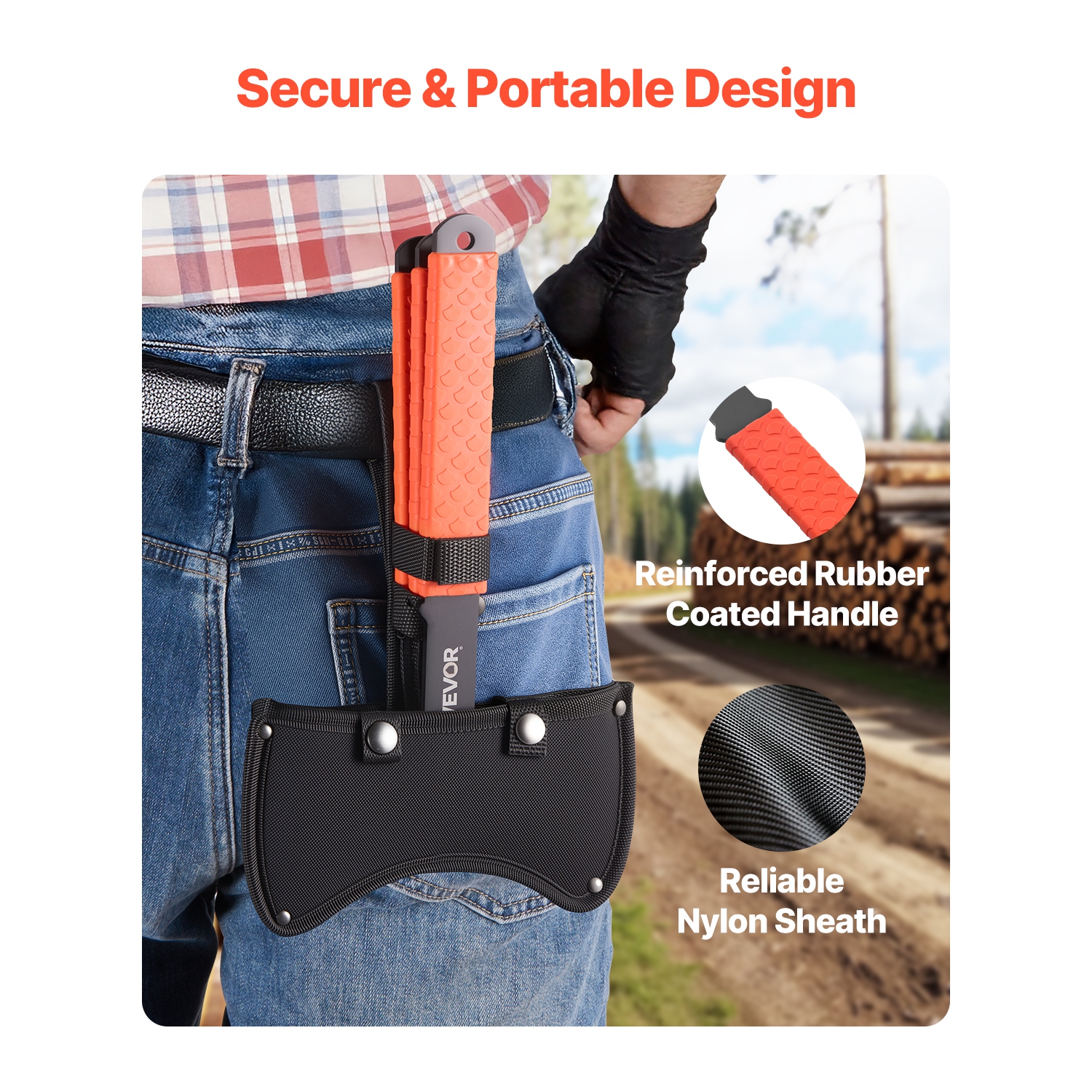 Haches de lancer et tomahawks VEVOR 3, ensemble de roches à double embout de 11,9&nbsp;po, tête en acier inoxydable, poignée antidérapante en TPR,