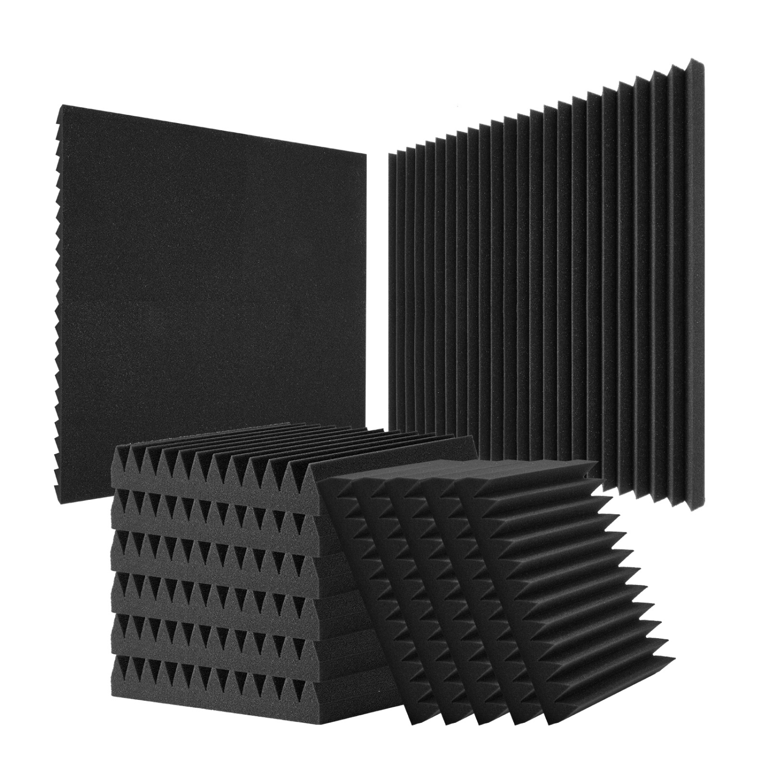 Paquet de 50 panneaux en mousse acoustique VEVOR, 12 x 12 x 2&nbsp;po, insonorisant haute densité, panneaux acoustiques ignifuges, panneaux