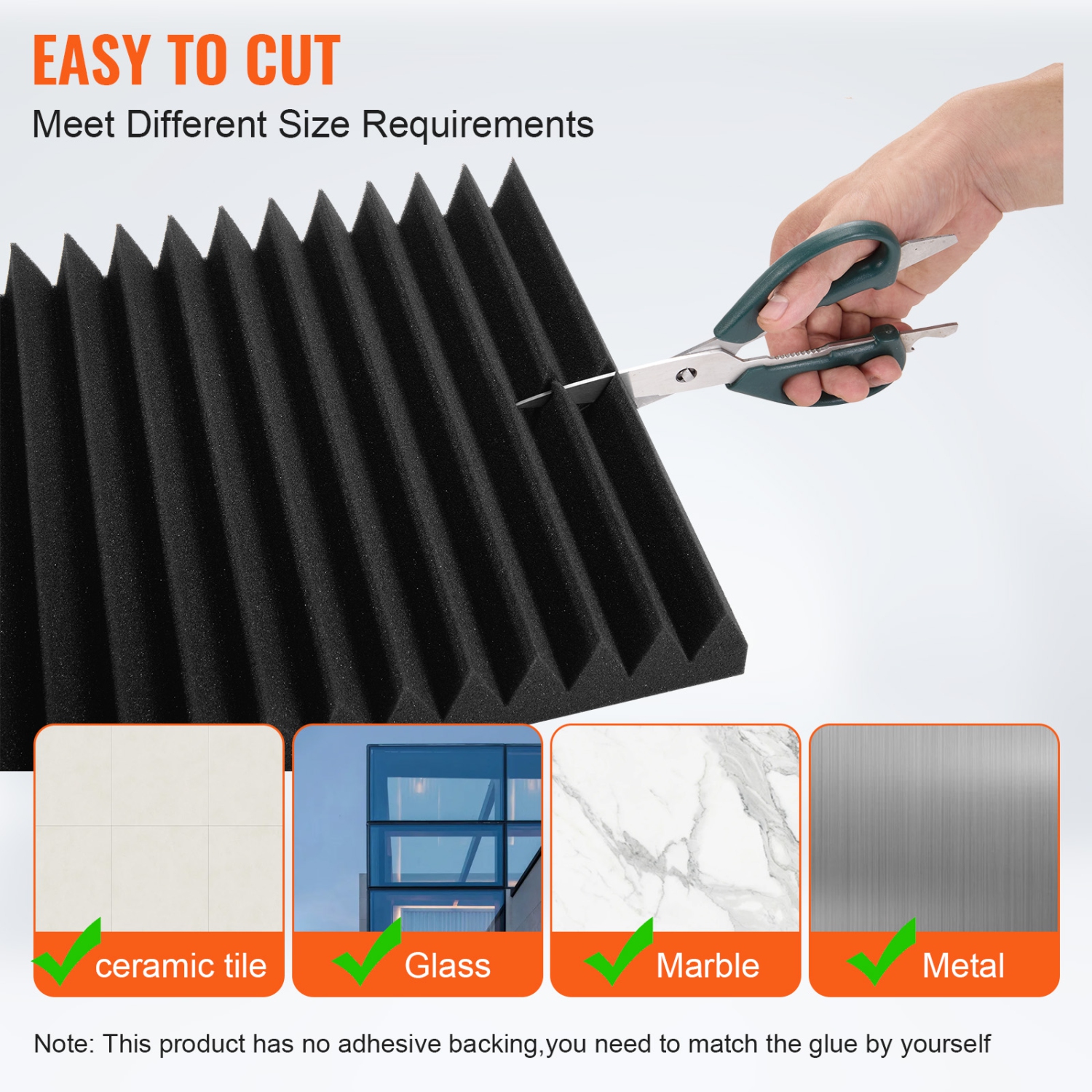 Paquet de 50 panneaux en mousse acoustique VEVOR, 12 x 12 x 2&nbsp;po, insonorisant haute densité, panneaux acoustiques ignifuges, panneaux