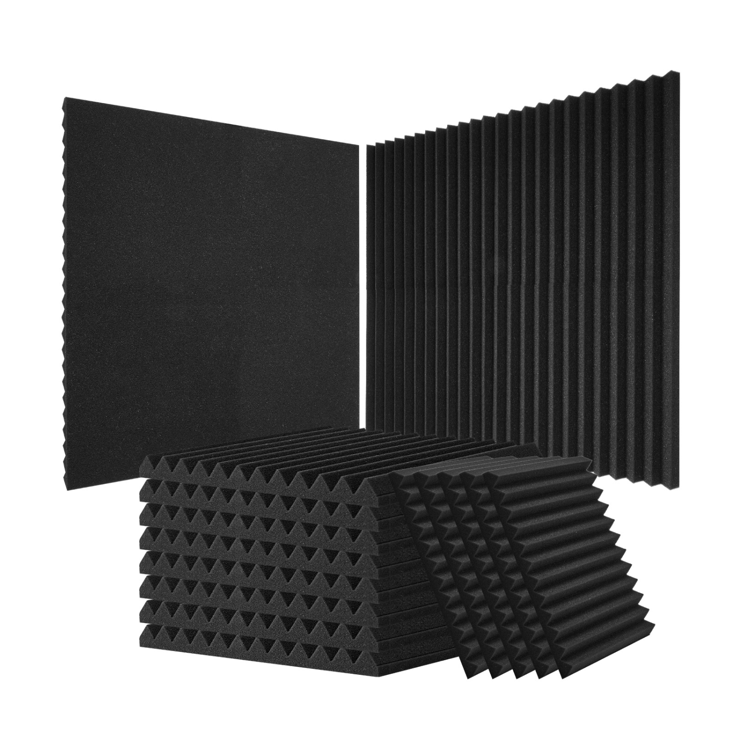 Paquet de 52 panneaux en mousse acoustique VEVOR, 12 x 12 x 1&nbsp;po, insonorisant haute densité, panneaux acoustiques ignifuges, panneaux