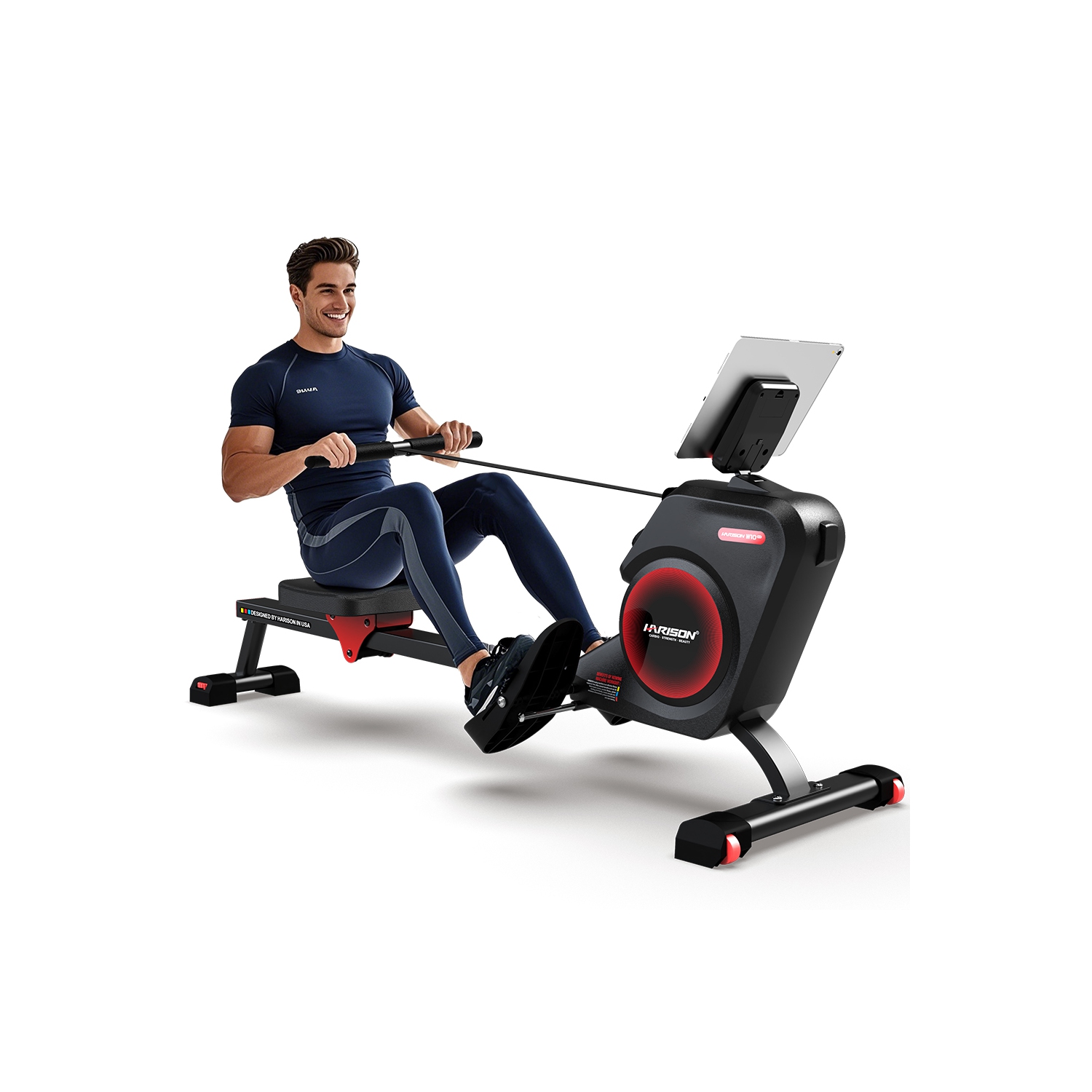 HARISON Rowing Machines for Home, Magnetic Rower Machine with US Mute System, Bluetooth, App Supported, Smooth & Quiet Slide Rail,350 LB Weight