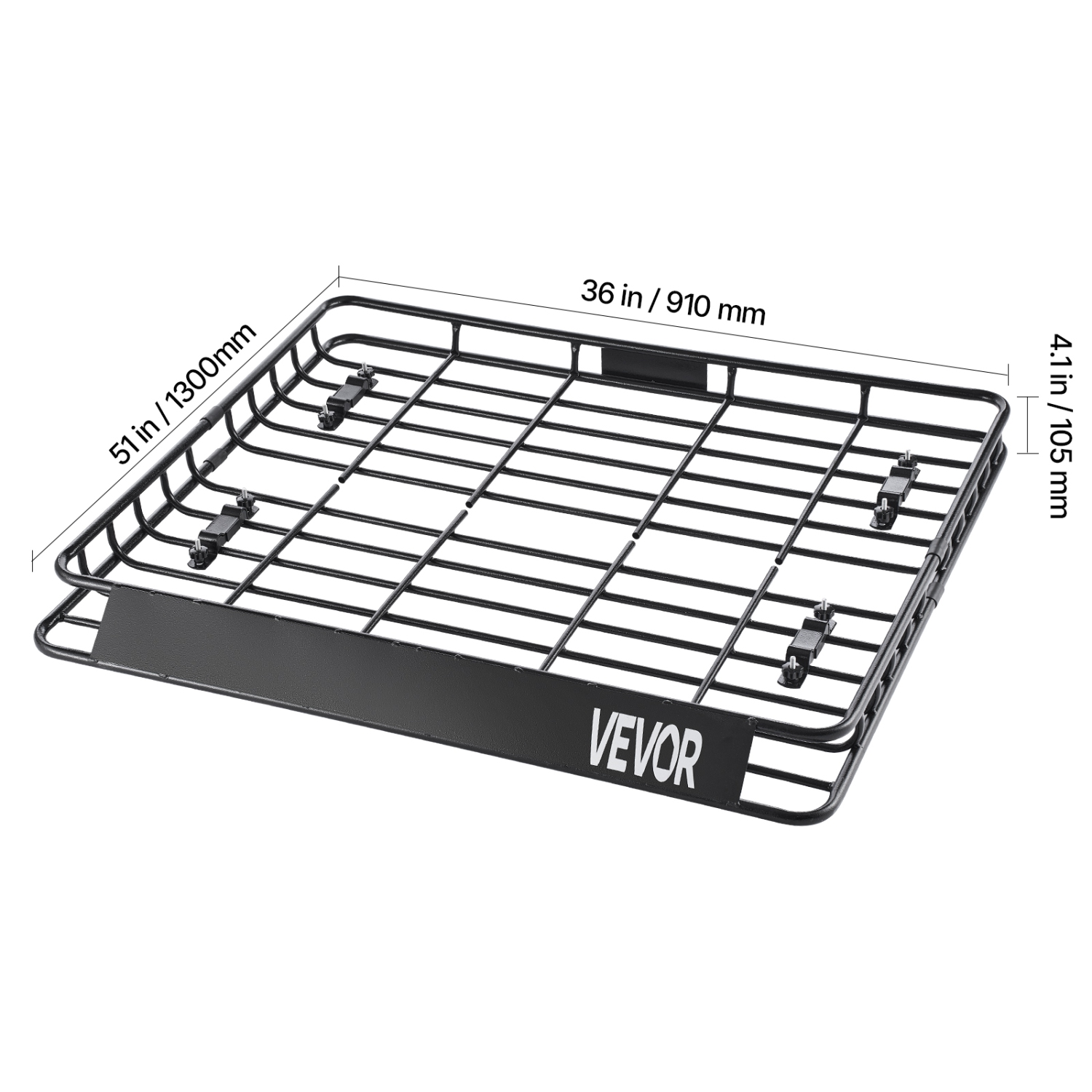 VEVOR 43 x 50 x 4.1 in Roof Rack Cargo Carrier, Universal Rooftop Cargo Basket,Car Top Luggage Holder with 150 lbs Max Load Capacity,4.1 in