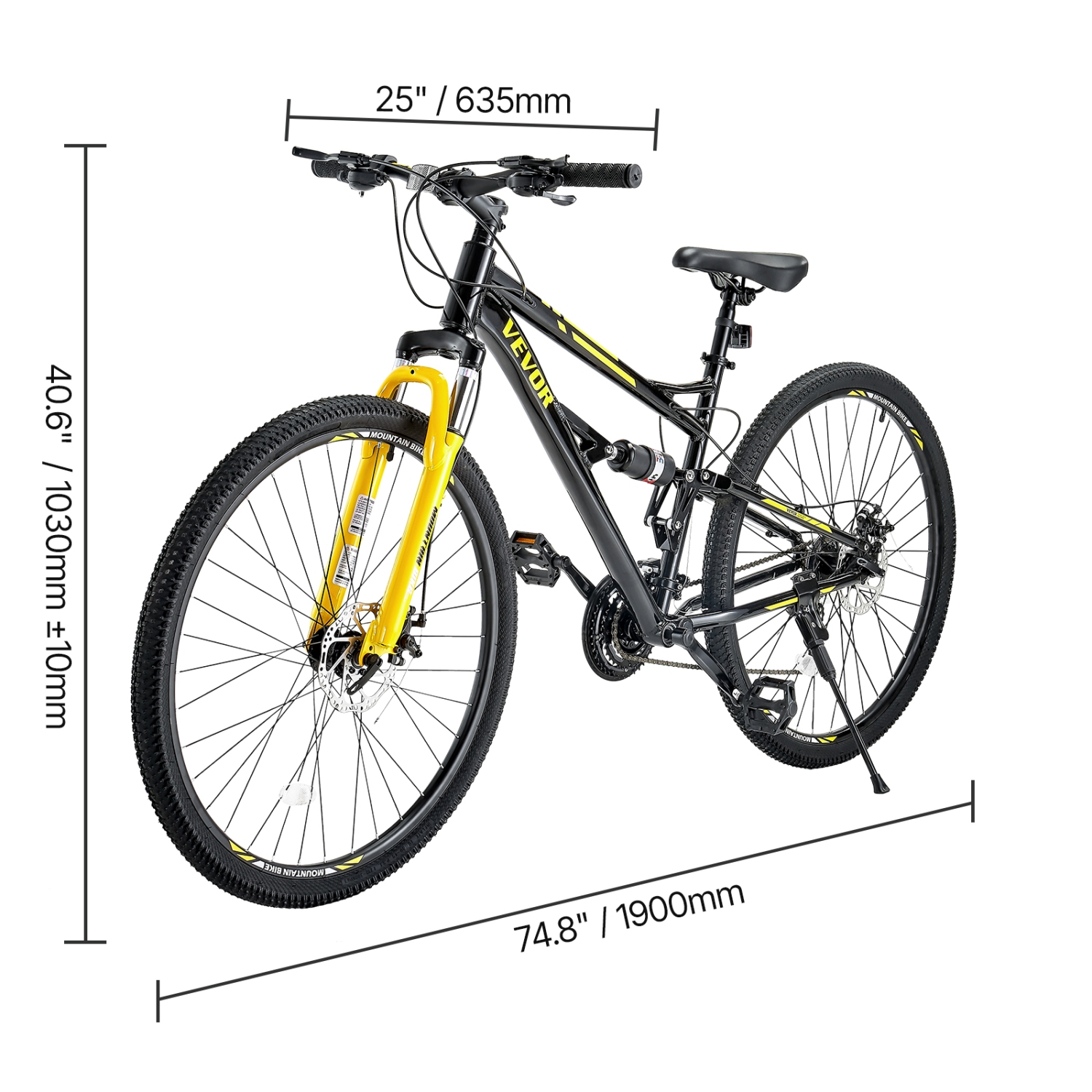 VEVOR 29 inch Mountain&nbsp;Bike,MTB&nbsp;Bicycle&nbsp;with&nbsp;Full&nbsp;Dual&nbsp;Suspension,&nbsp;24 Speeds&nbsp;Twist&nbsp;Shifting,