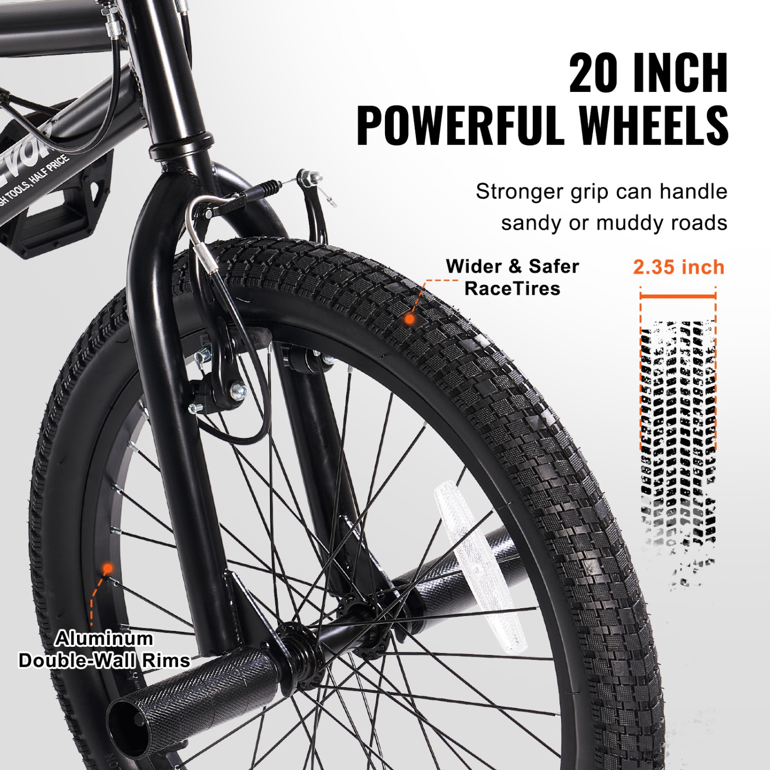 VEVOR 20-Inch BMX Bike, Wheel Freestyle Bike, BMX Race Bike with 360° Rotor and 4 Pegs, Beginner-Level BMX to Advanced Riders, BMX Bicycles for Men