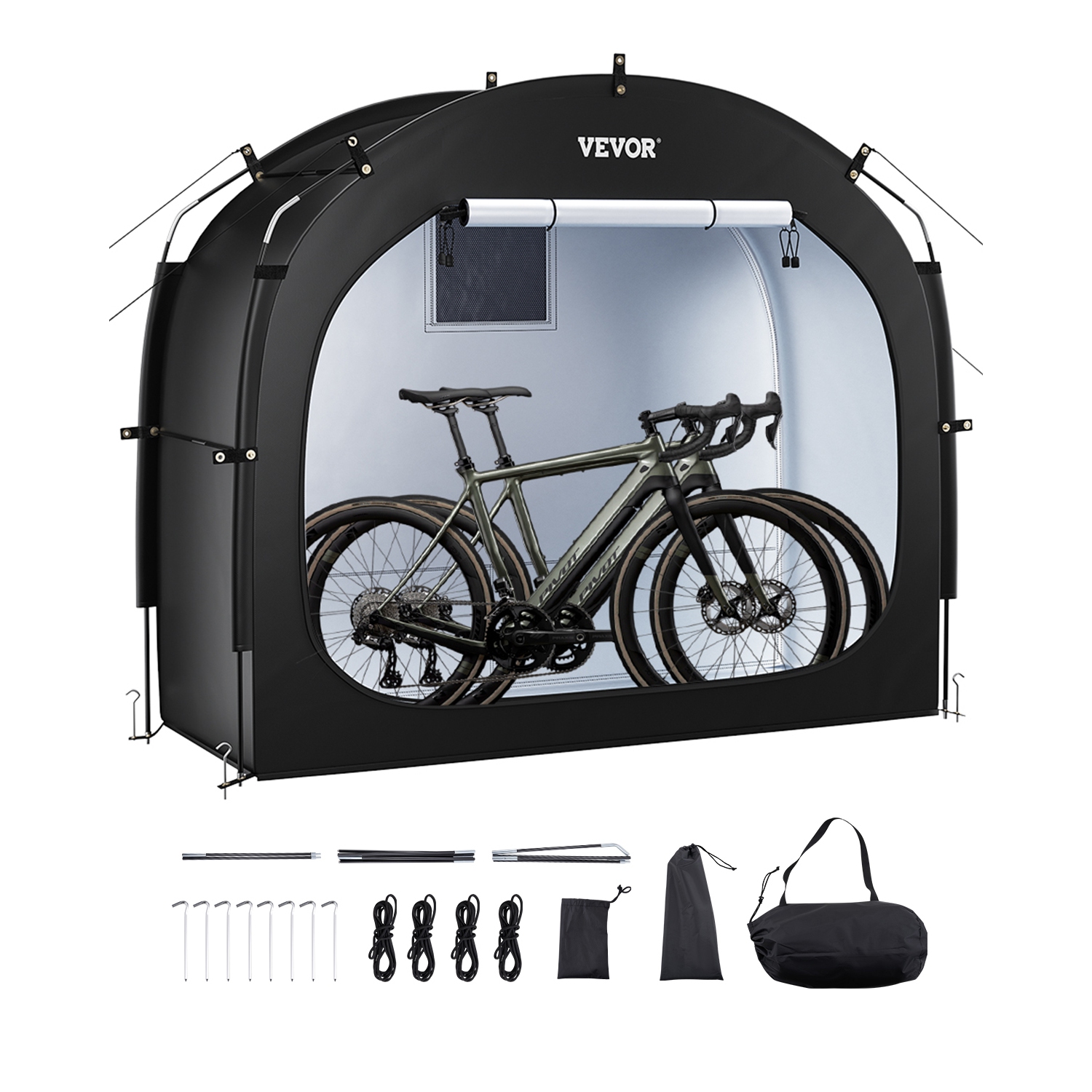 VEVOR 1 to 2 Bike Storage Tent, Bikes, Outdoor Spacious Bike Storage Tent with Ventilated Window, Waterproof Easy-to-Install Bike Tent with High