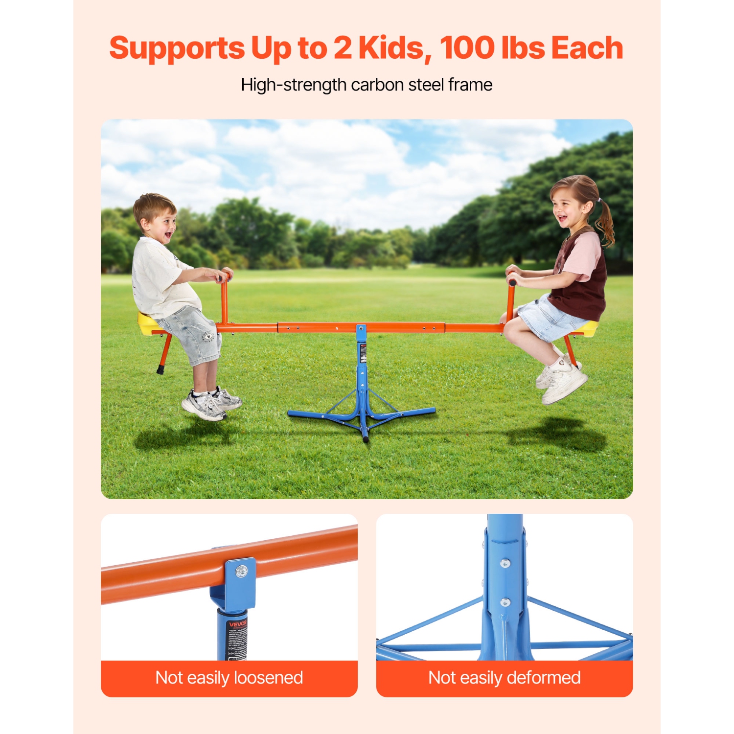 VEVOR 100 lbs Load Kids Seesaw,Sit and Spin Teeter Totter with 3-prong Support Legs, Kids Outdoor Playground Equipment, Swiveling 360 Degrees