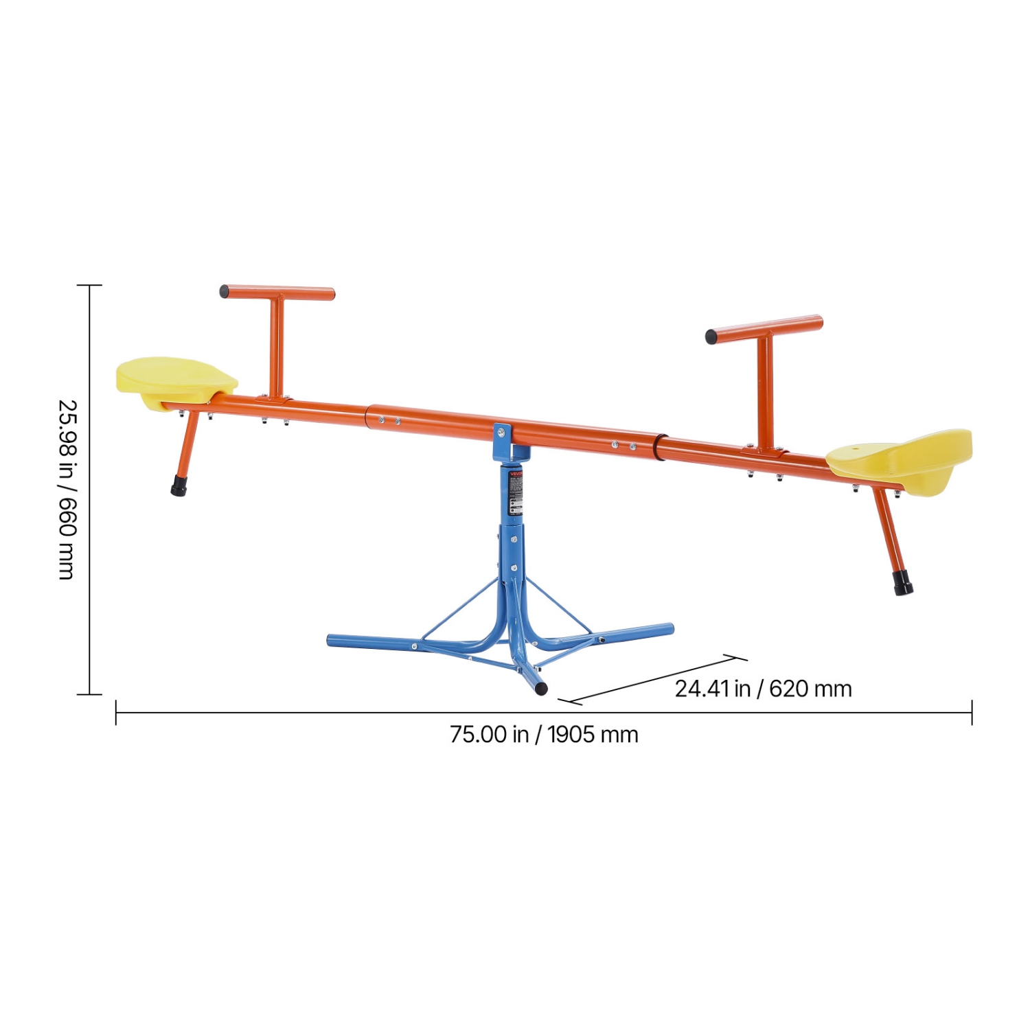 VEVOR 100 lbs Load Kids Seesaw,Sit and Spin Teeter Totter with 3-prong Support Legs, Kids Outdoor Playground Equipment, Swiveling 360 Degrees