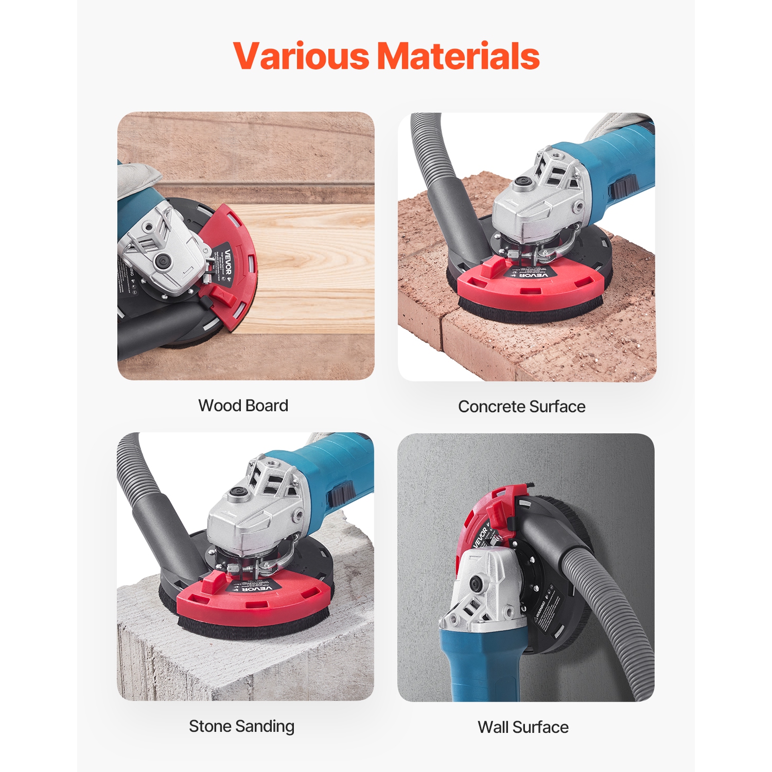VEVOR 4-5 in Grinding Dust Shroud for Angle Grinder, Surface Grinder Dust Shroud with 6 Clamping Washers & 5 in Diamond Grinding Cup Wheel, Connect